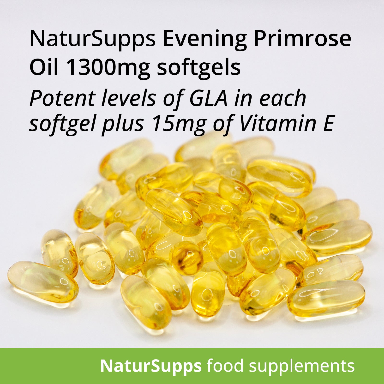 Evening Primrose Oil 1300mg Capsules, Cold Pressed Omega 6, GLA & LA High Strength Softgels