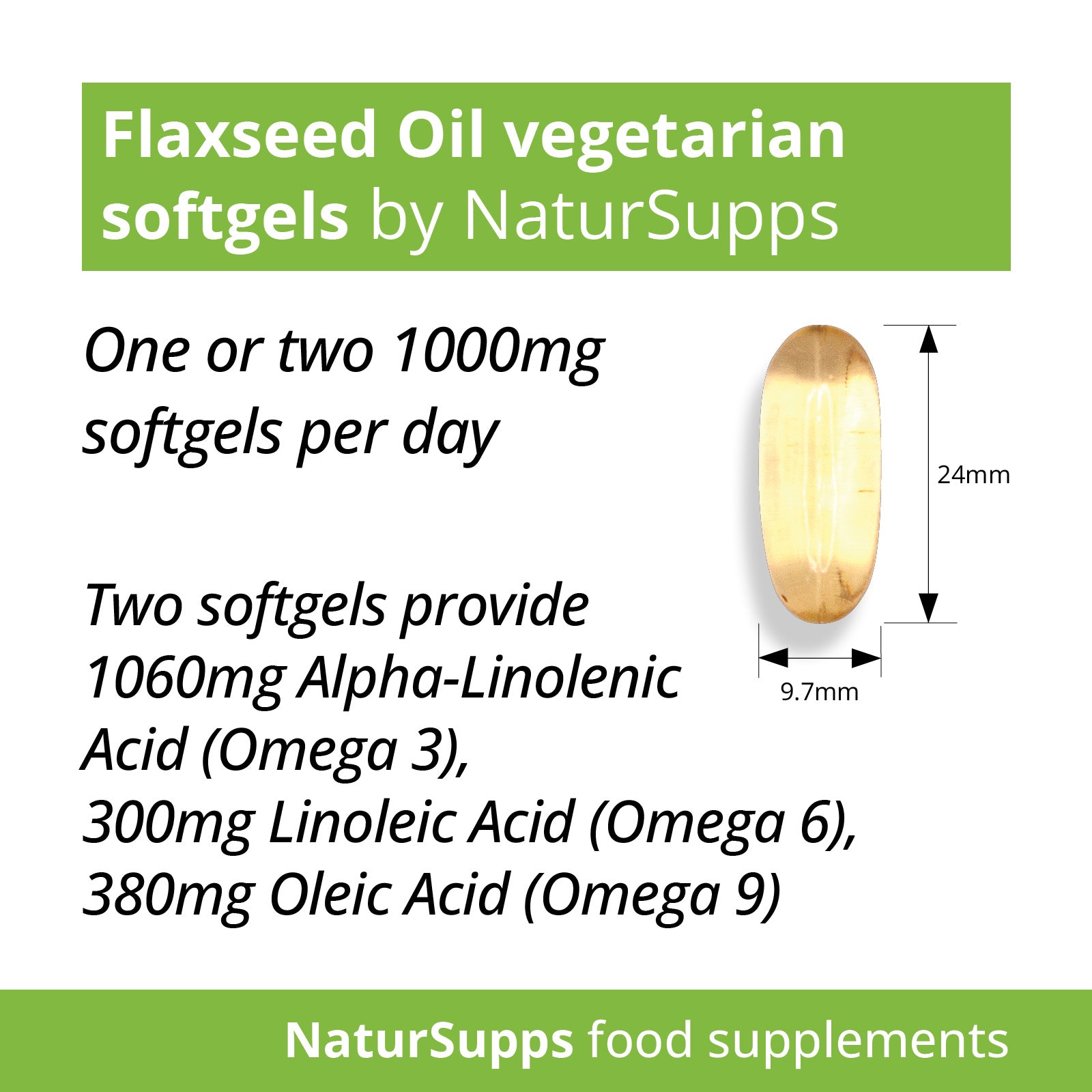 Flaxseed Oil Capsules 1000mg, Cold Pressed Omega 3 6 9 Vegetarian & Vegan Softgels
