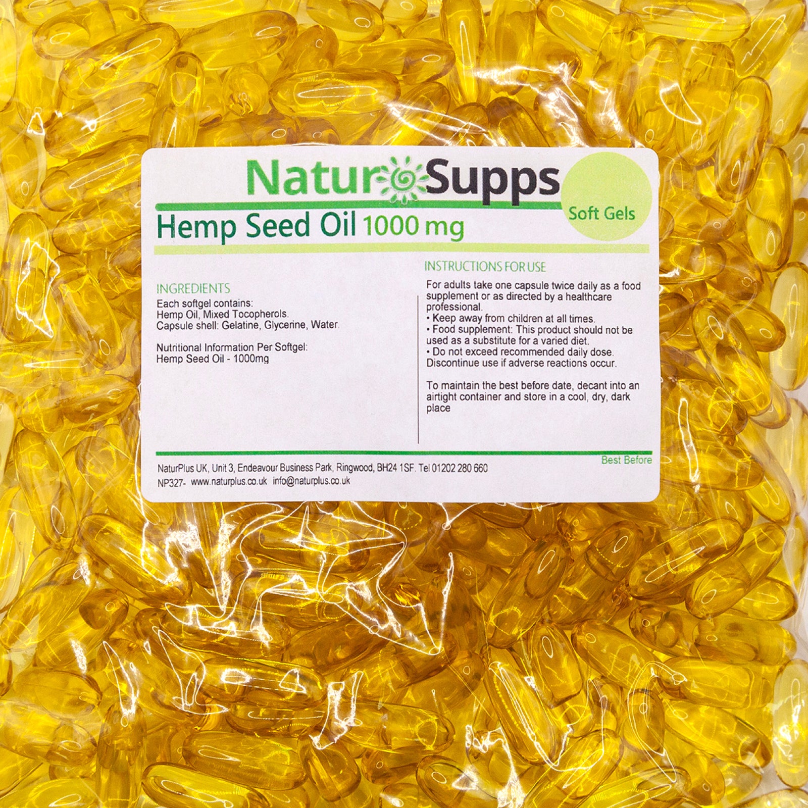 Hemp Seed Oil Capsules 1000mg  - Cold Pressed