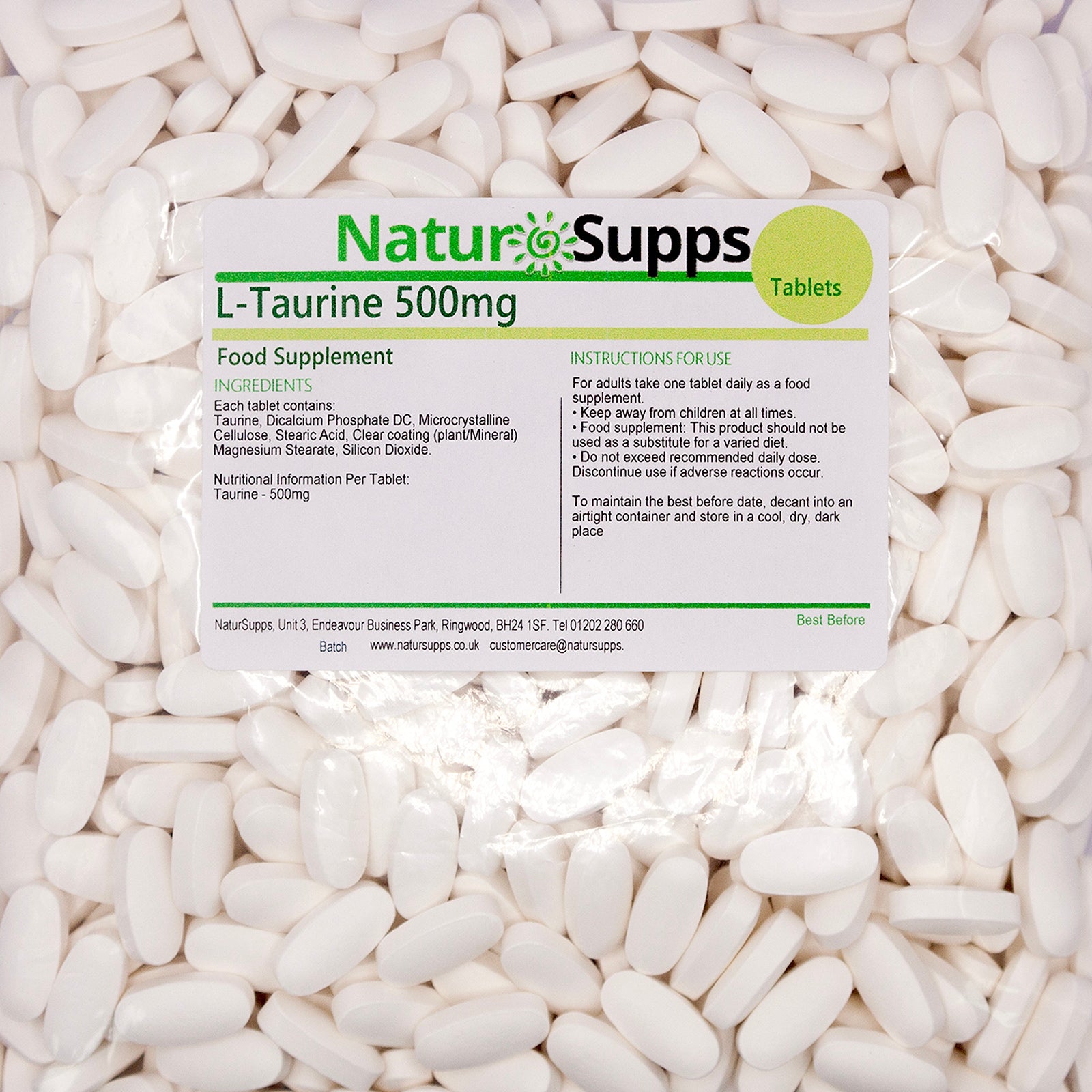 Taurine Tablets High Strength Amino Acid Taurine Supplement 500mg