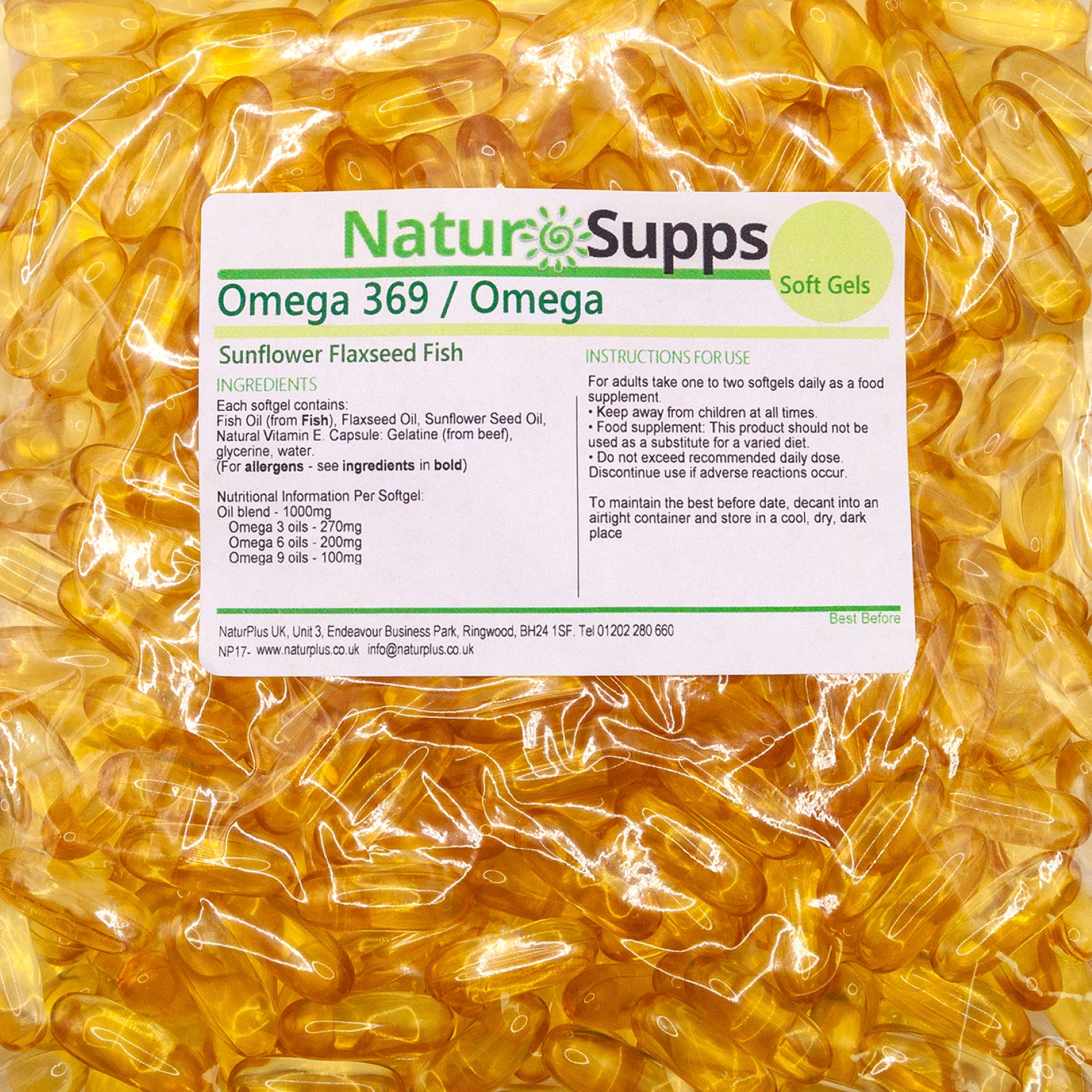 Omega 369 Capsules 1000mg, Omega 3 6 9 Softgels, Fish, Flaxseed & Sunflower Seed Oils