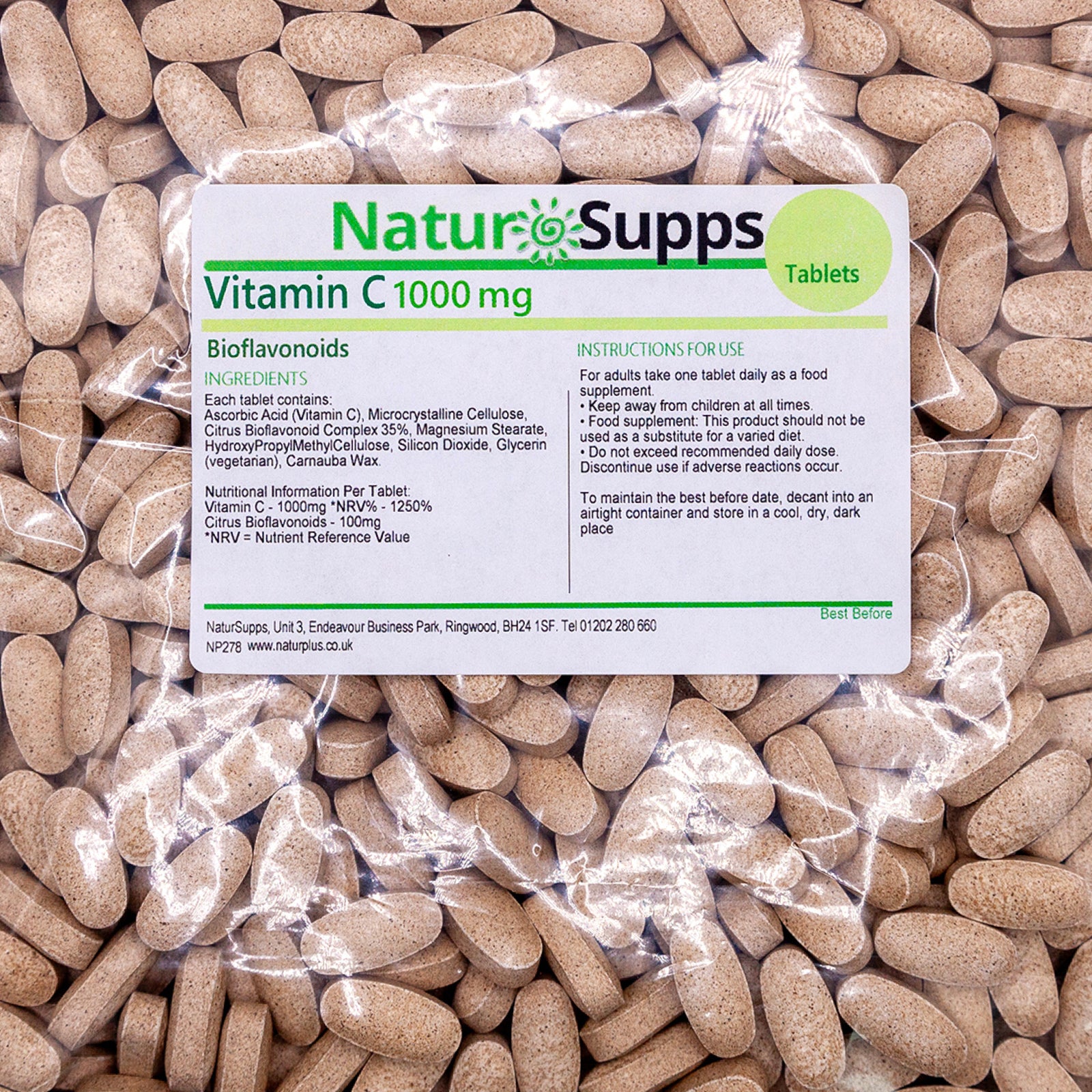 Vitamin C 1000mg Tablets with Bioflavonoids Vegetarian & Vegan Vitamin C Supplement