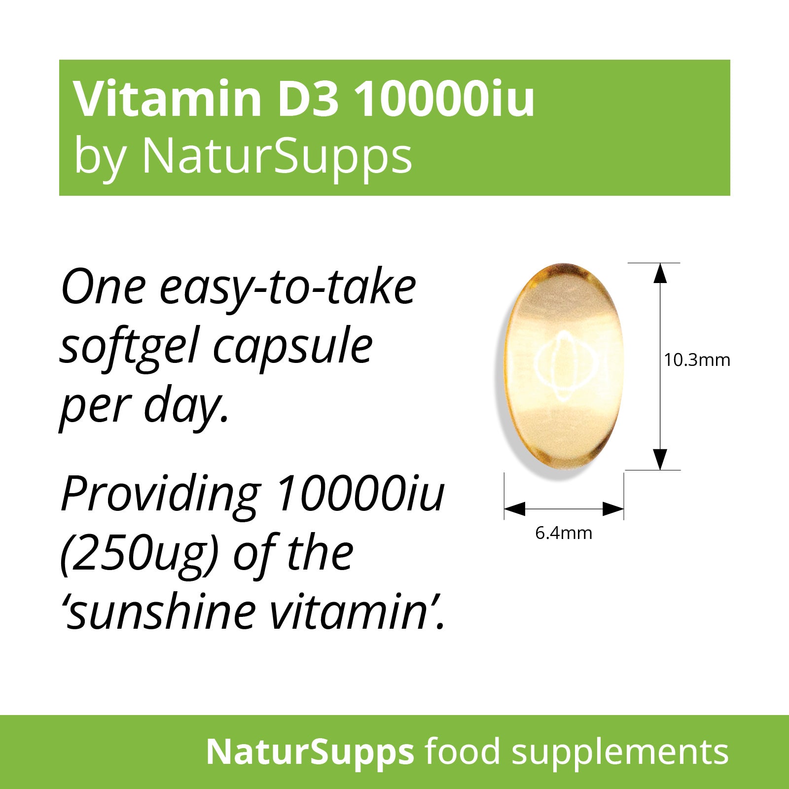 Vitamin D3 10,000iu Capsules - Vitamin D Supplements for Bones, Teeth & Immune System