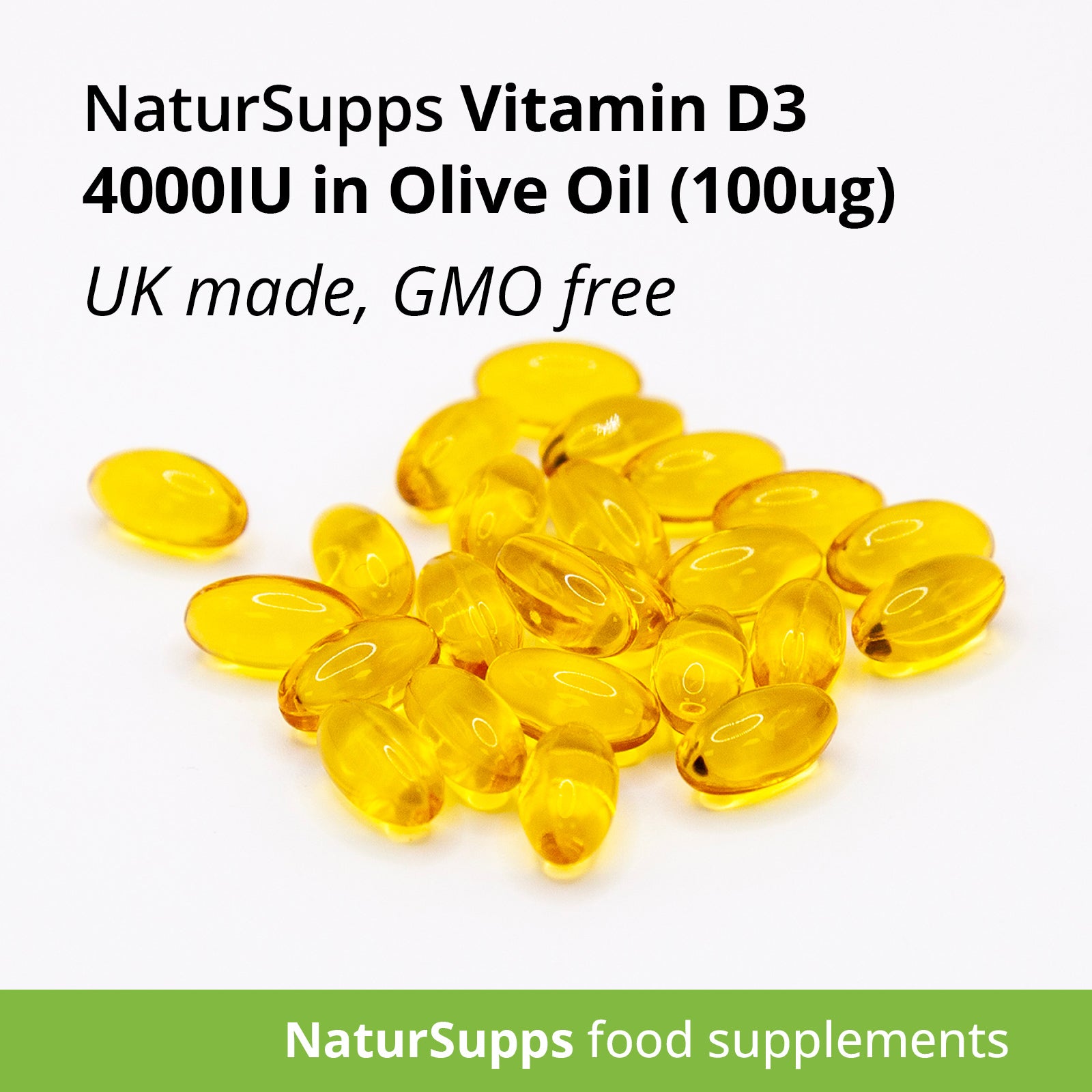 Vitamin D3 4000 iu Cholecalciferol in Olive Oil Capsules - Vitamin D Supplements for Bones & Immune System