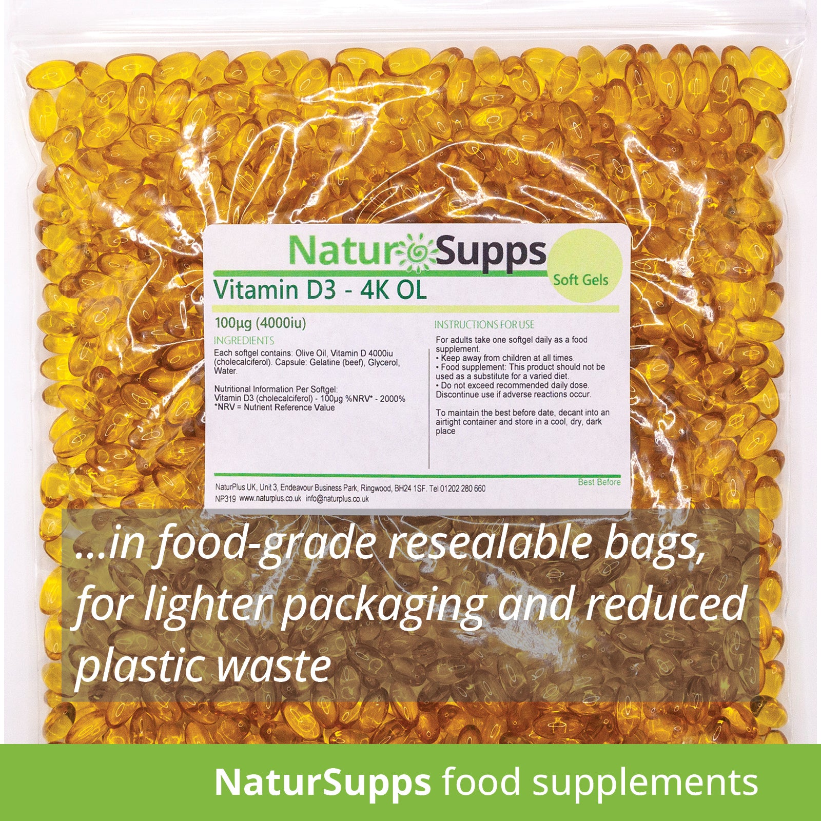 Vitamin D3 4000 iu Cholecalciferol in Olive Oil Capsules - Vitamin D Supplements for Bones & Immune System