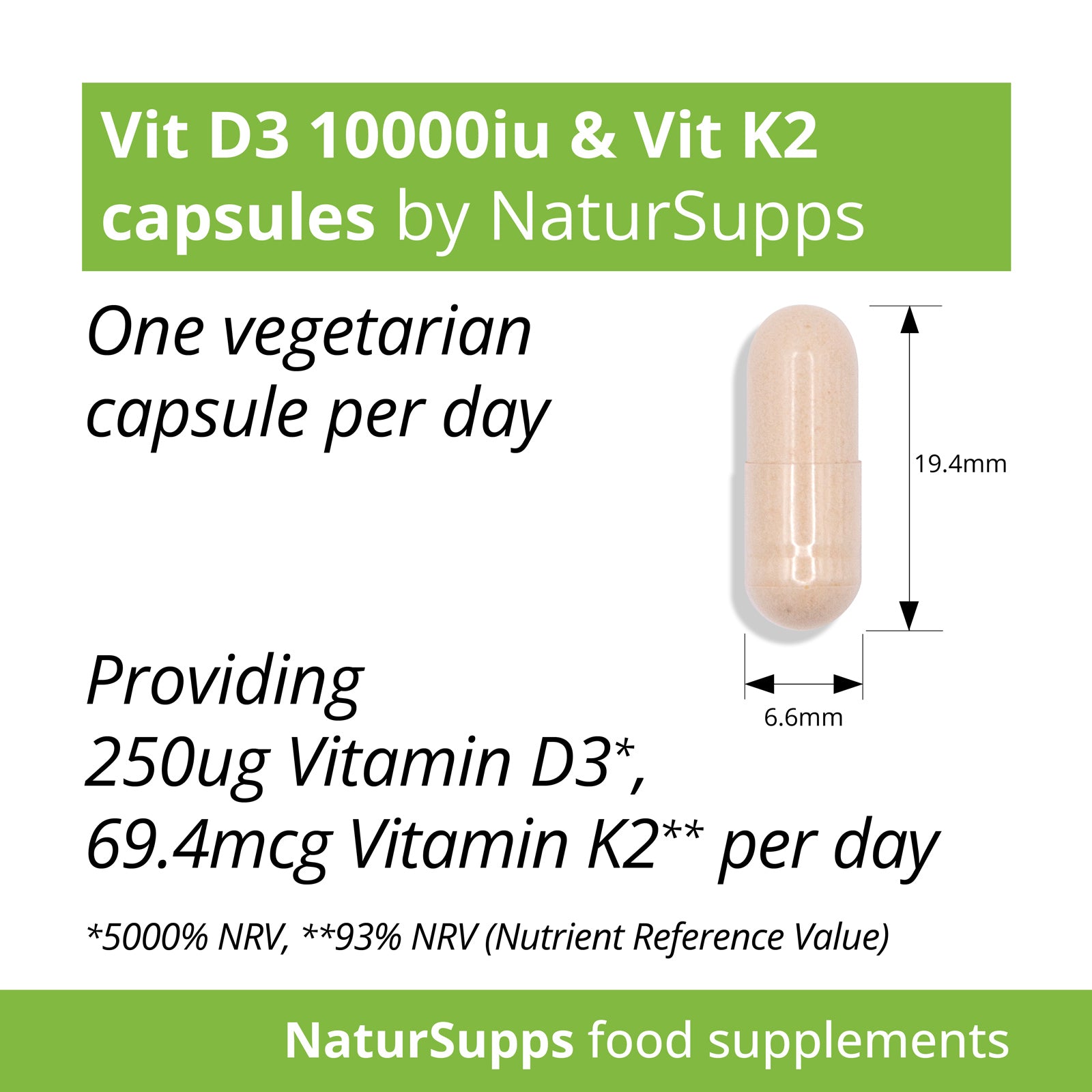 Vitamin D3 10.000iu and Vitamin K2 Capsules