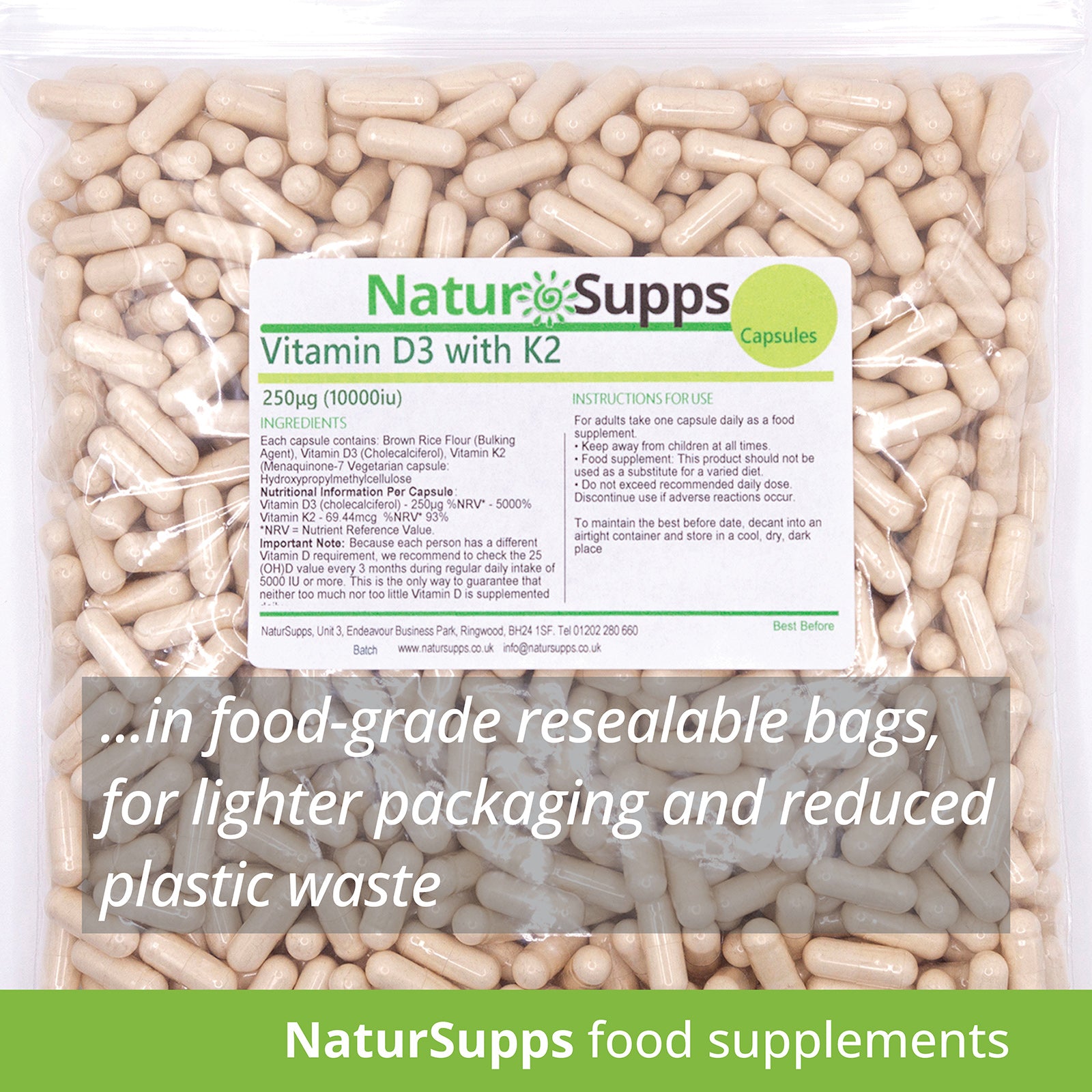 Vitamin D3 10.000iu and Vitamin K2 Capsules