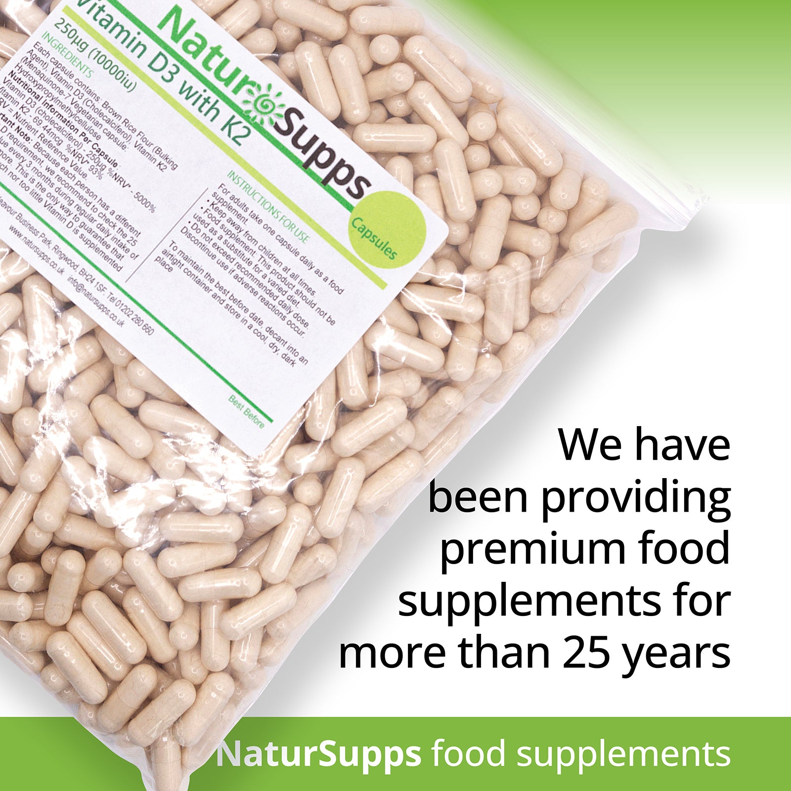 Vitamin D3 10.000iu and Vitamin K2 Capsules