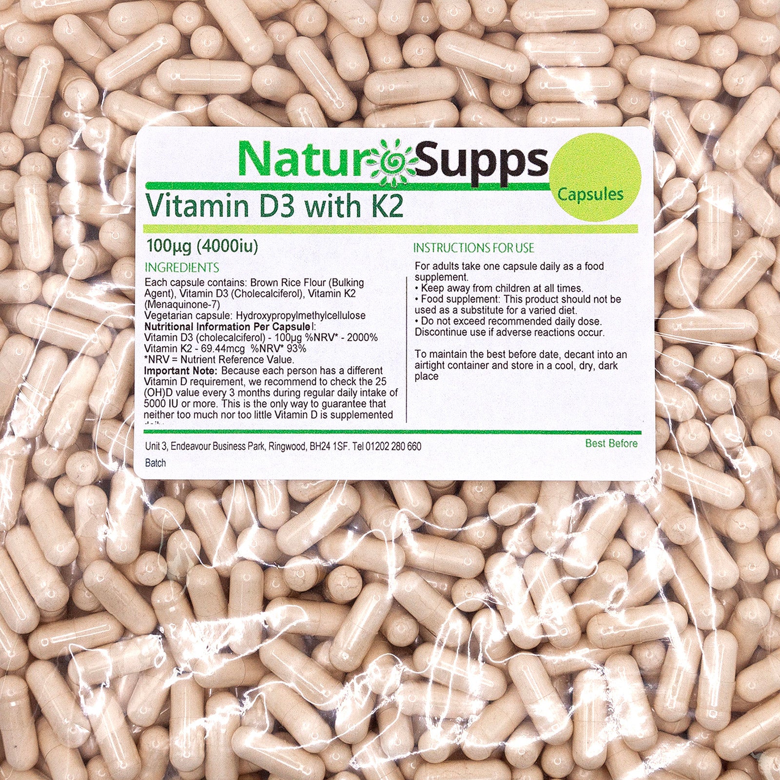 Vitamin D3 4.000iu and Vitamin K2 Capsules