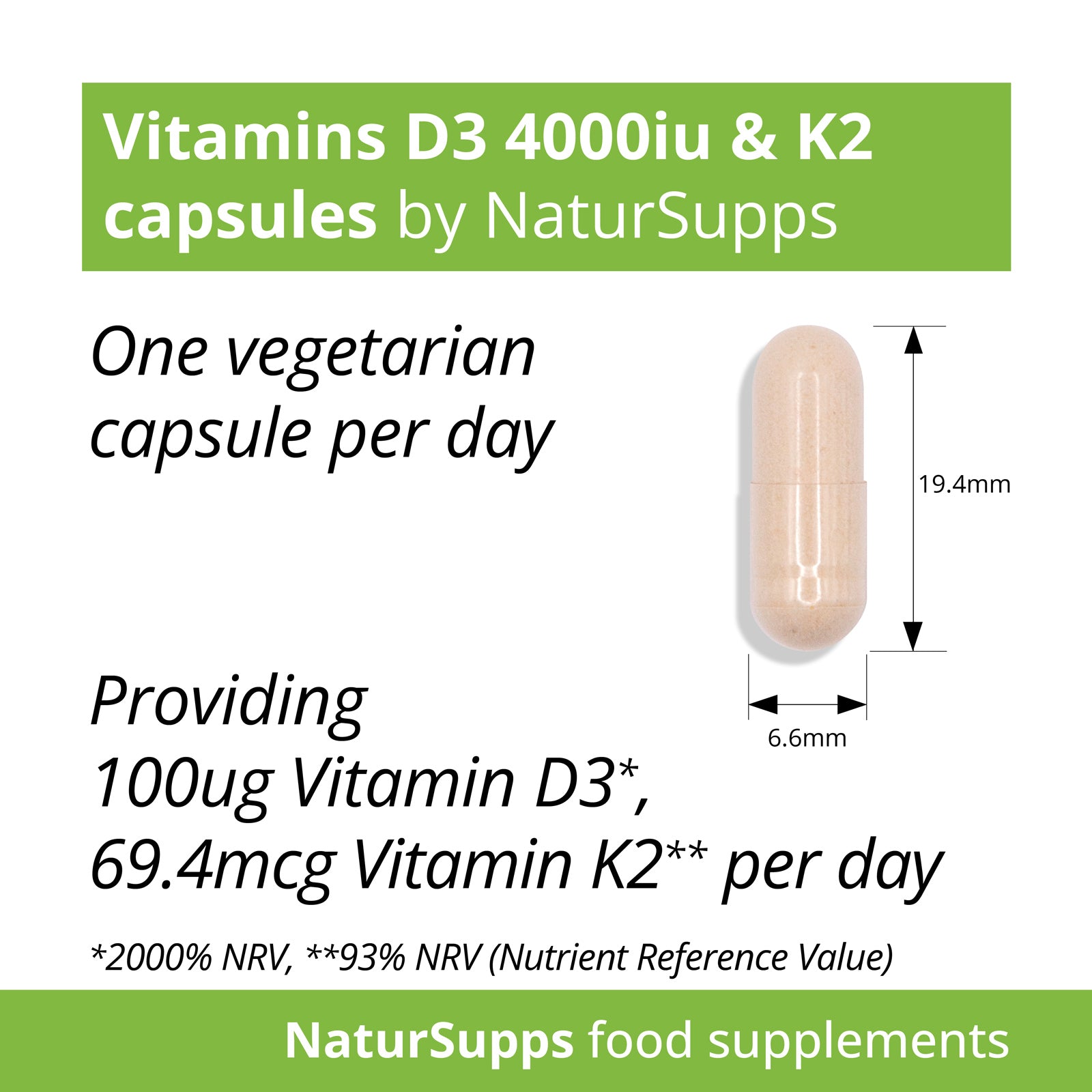 Vitamin D3 4.000iu and Vitamin K2 Capsules