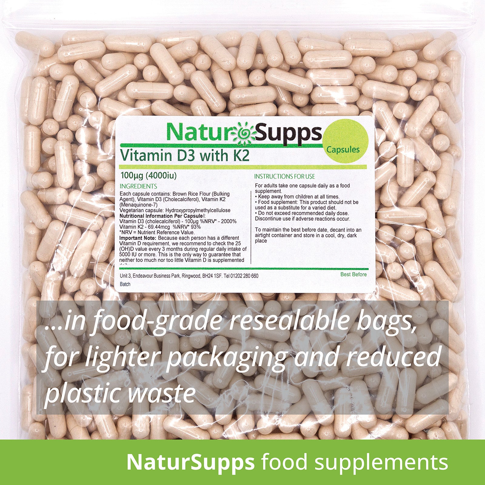 Vitamin D3 4.000iu and Vitamin K2 Capsules