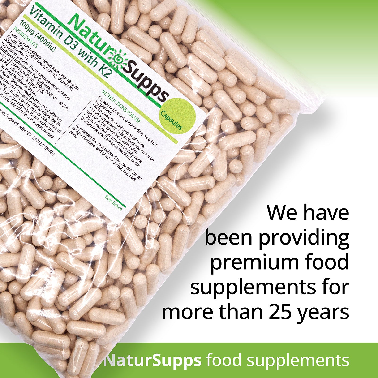 Vitamin D3 4.000iu and Vitamin K2 Capsules