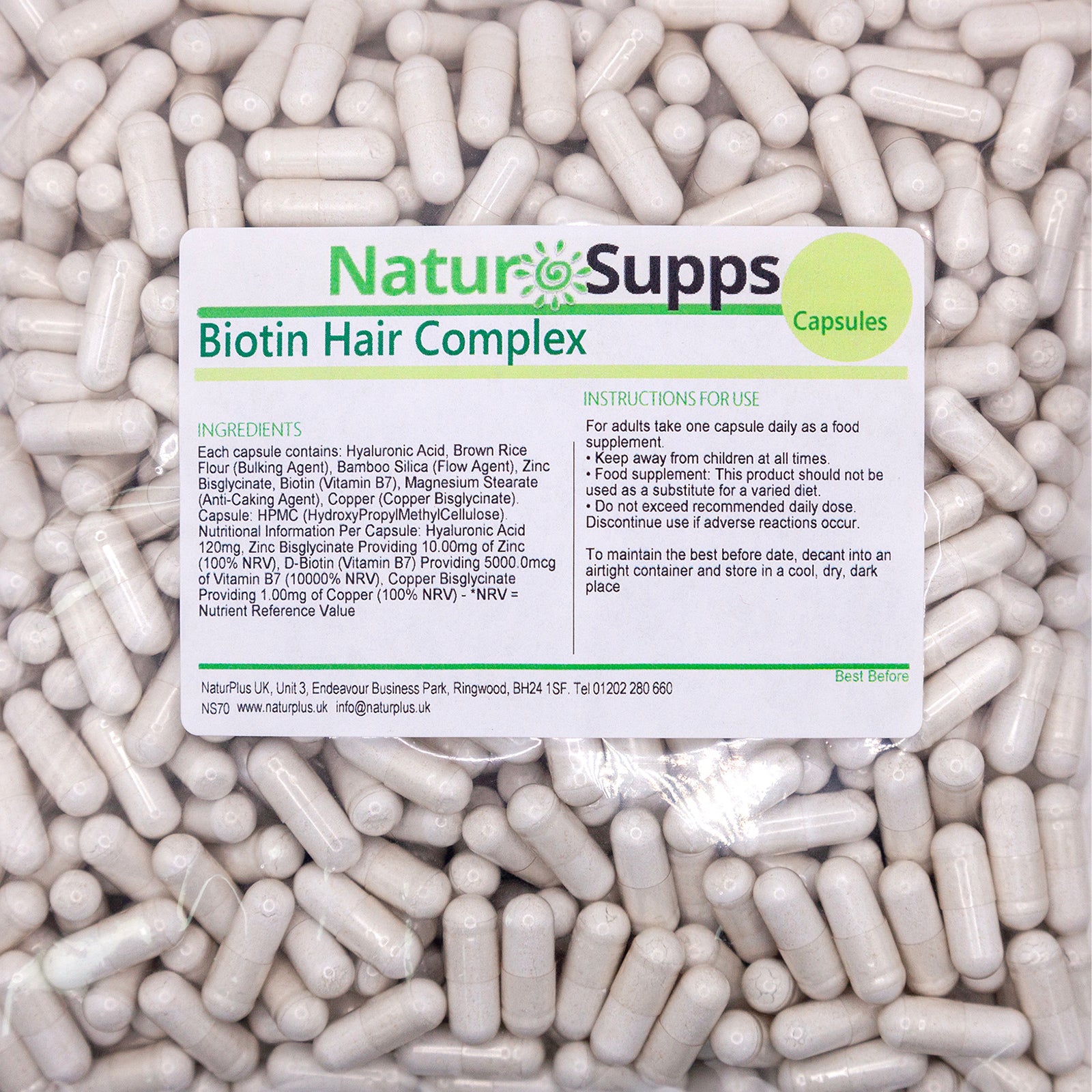 Biotin Hair Complex Capsules - Vegan and Vegetarian