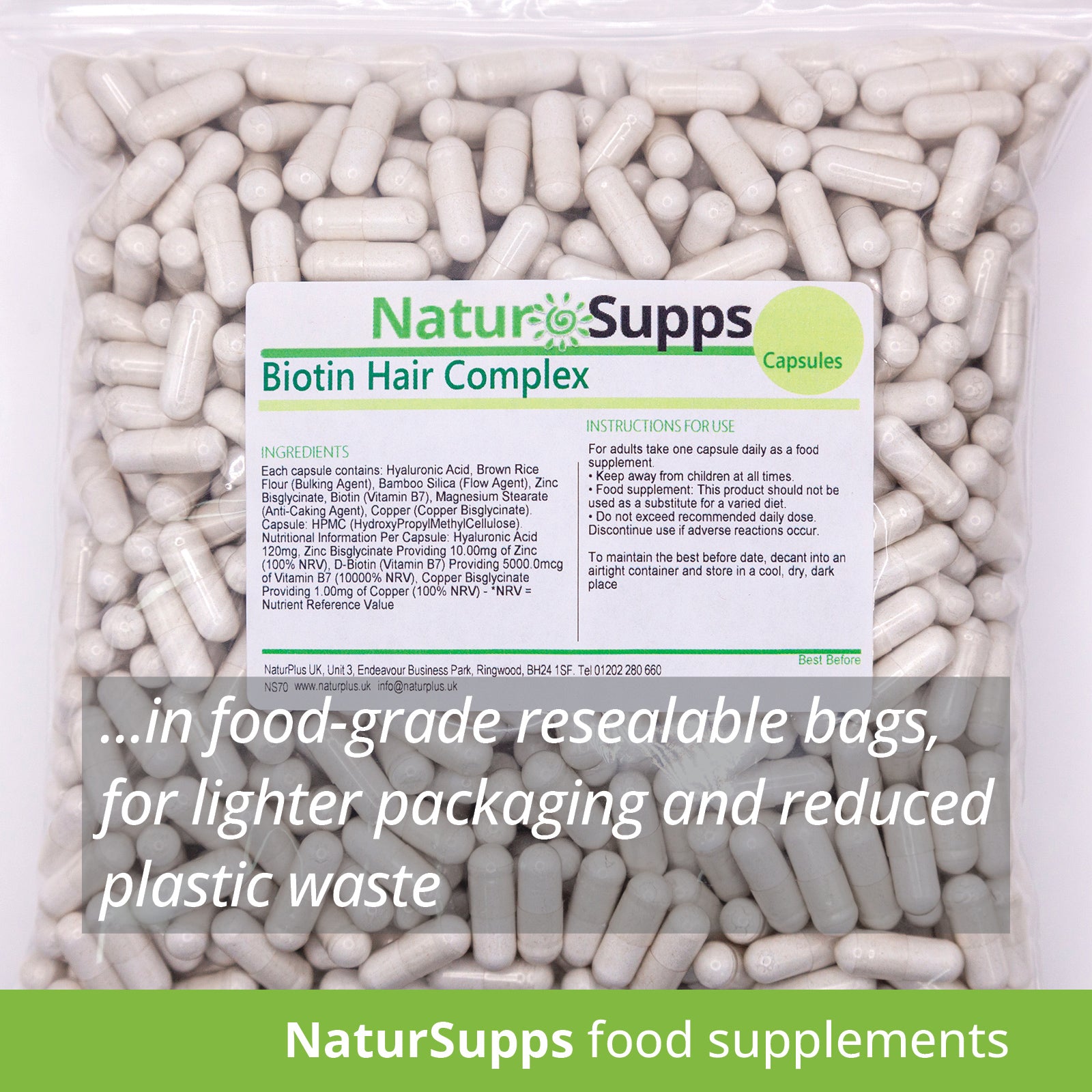 Biotin Hair Complex Capsules - Vegan and Vegetarian
