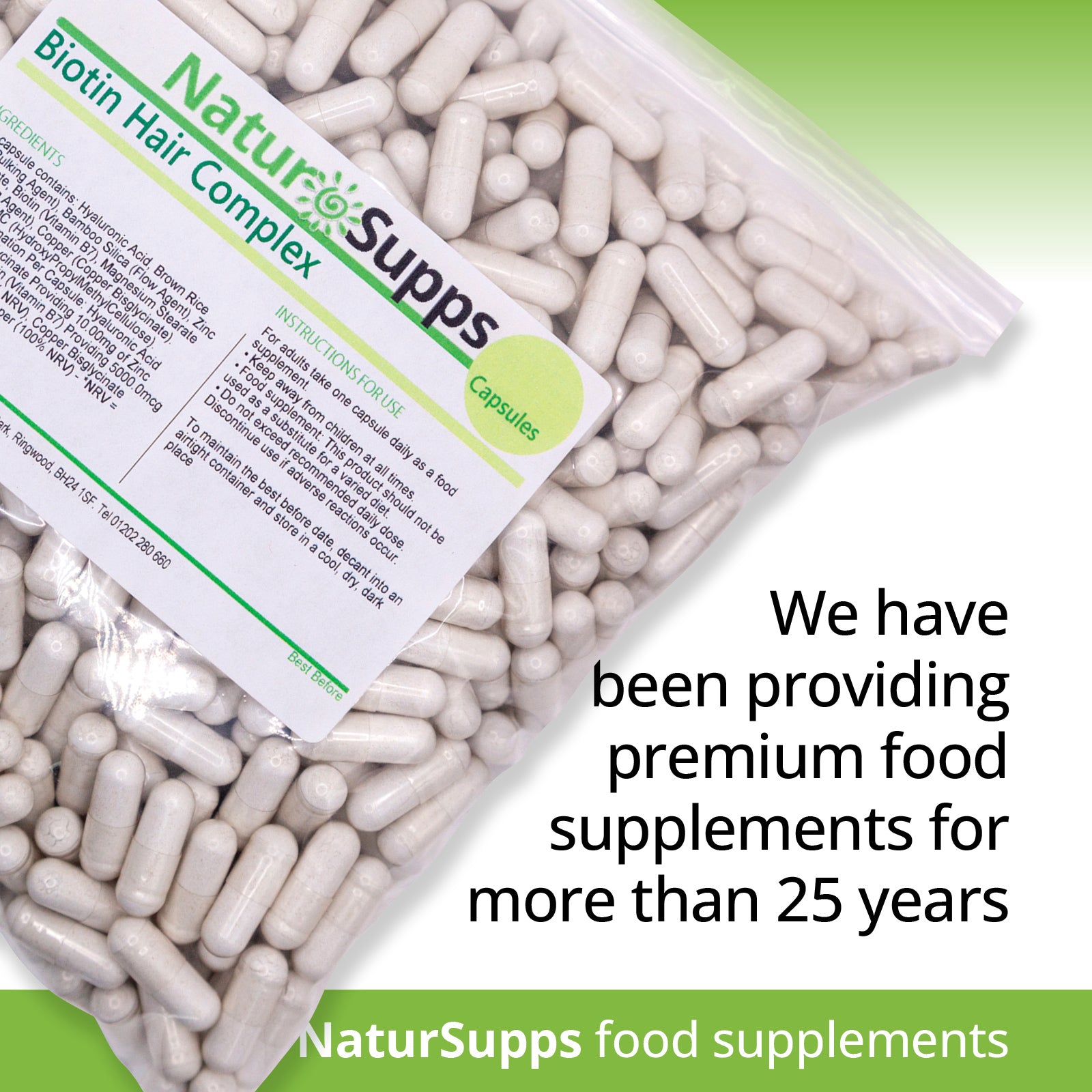 Biotin Hair Complex Capsules - Vegan and Vegetarian