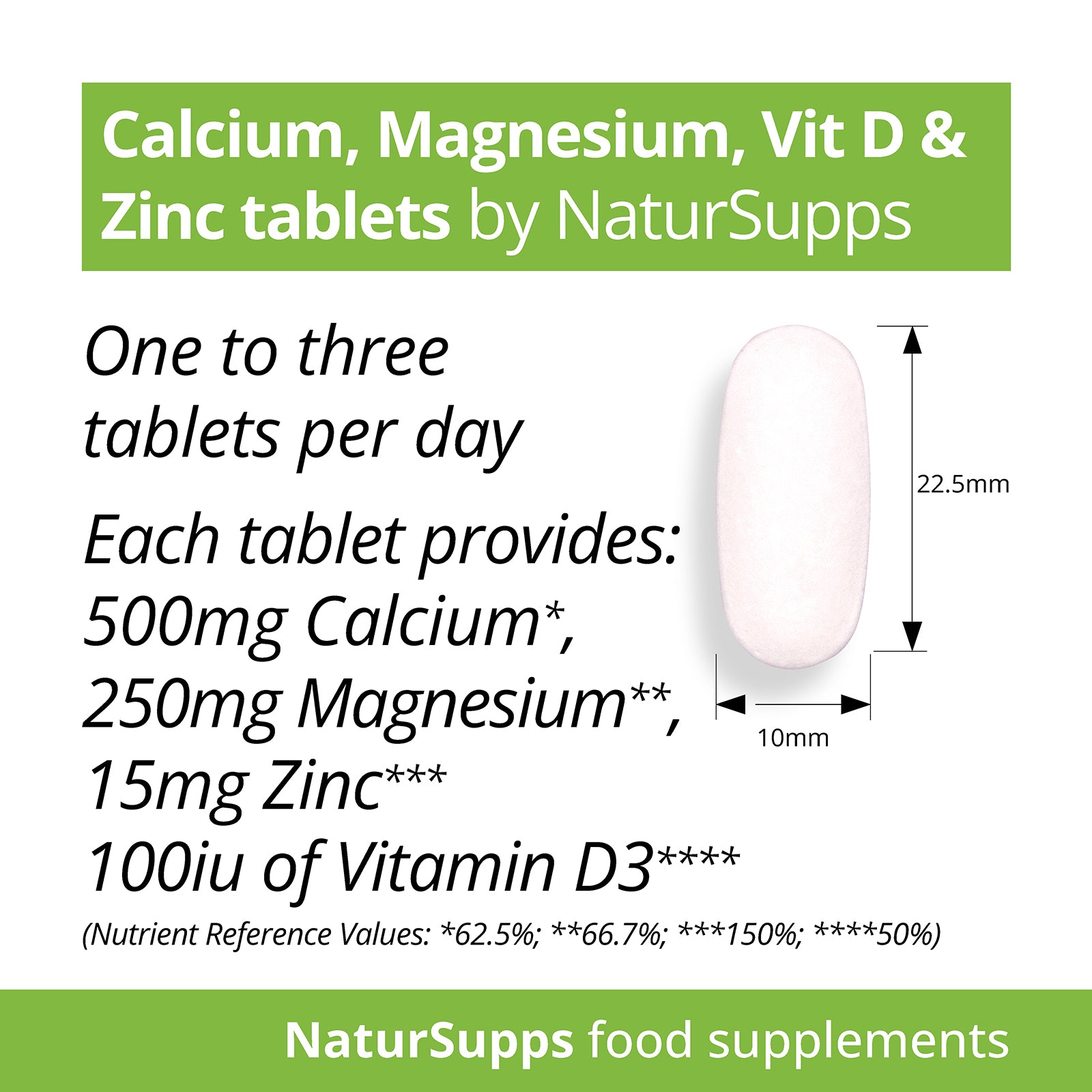 Calcium, Magnesium, Vitamin D3 and Zinc
