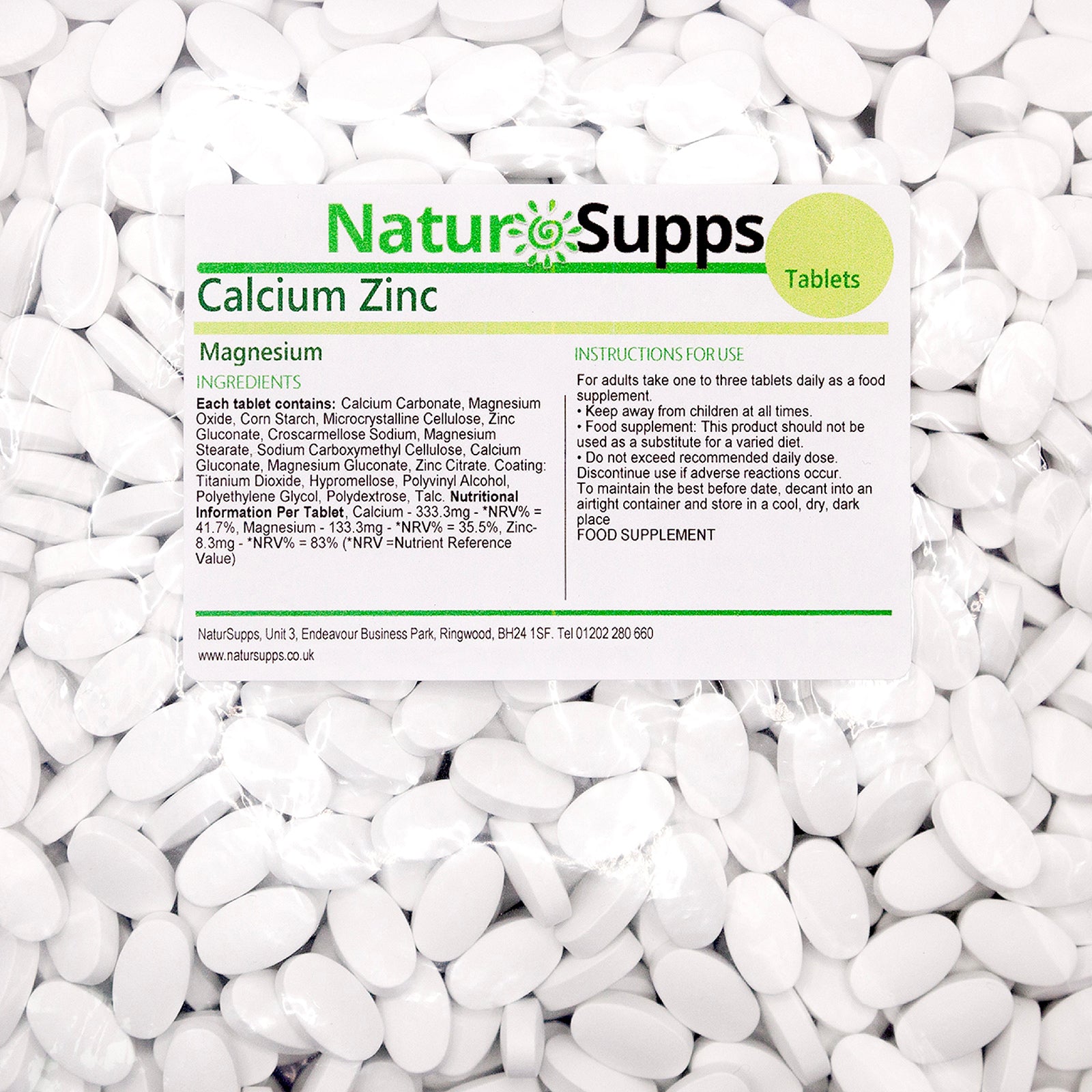 Calcium, Magnesium and Zinc Vegetarian and Vegan tablets