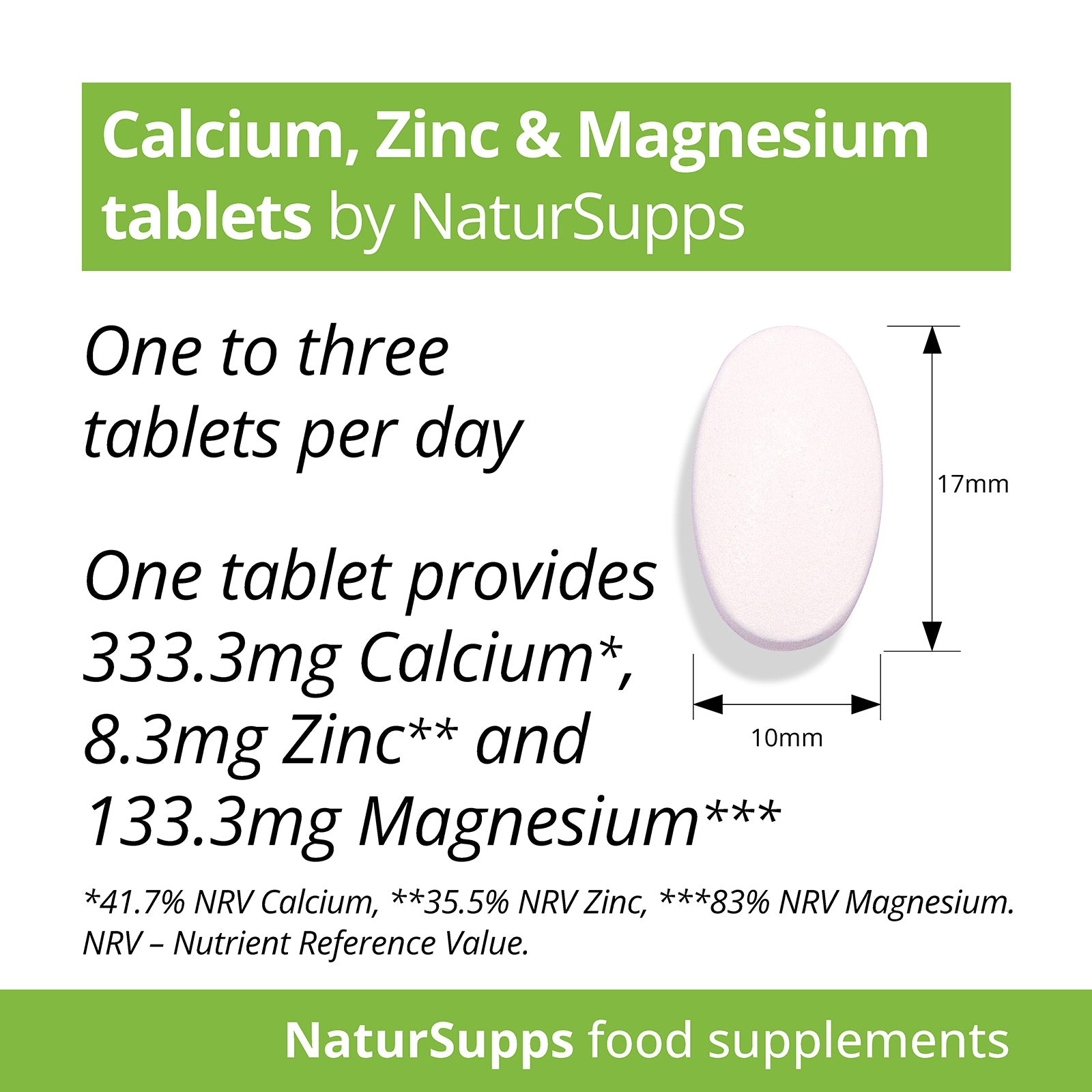 Calcium, Magnesium and Zinc Vegetarian and Vegan tablets