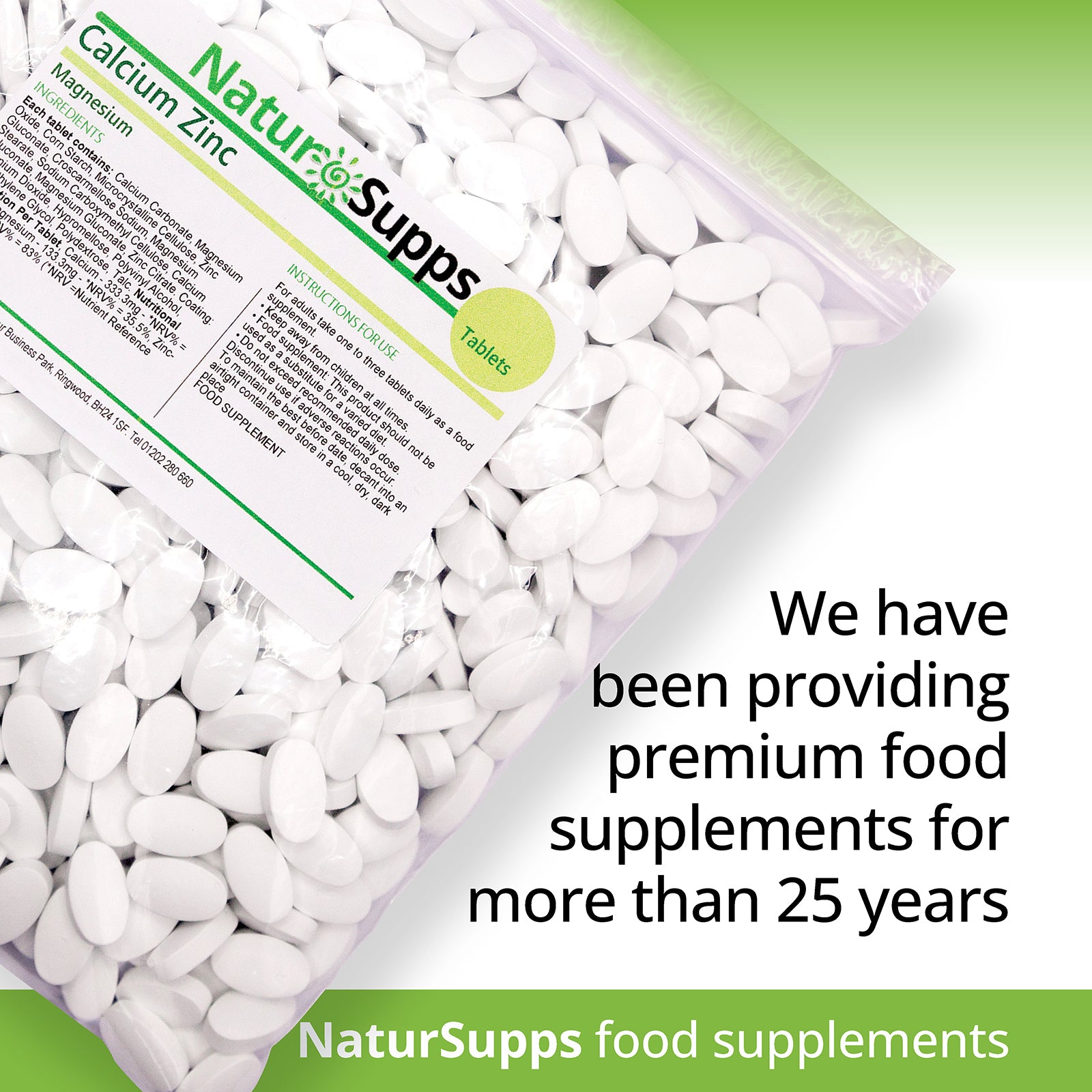 Calcium, Magnesium and Zinc Vegetarian and Vegan tablets