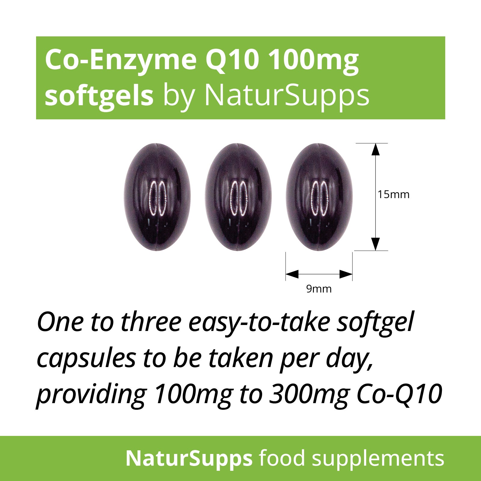 CoEnzyme Q10 100mg Capsules, CoQ10 Softgels Supplement