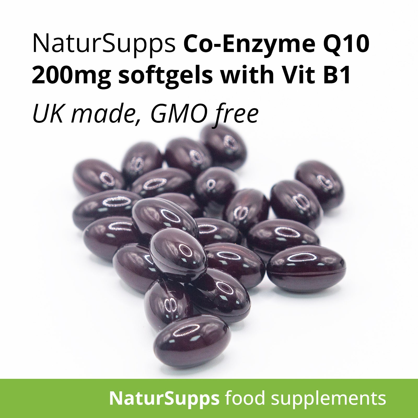 CoEnzyme Q10 200mg + Vitamin B1 Capsules, CoQ10 Softgels Supplement