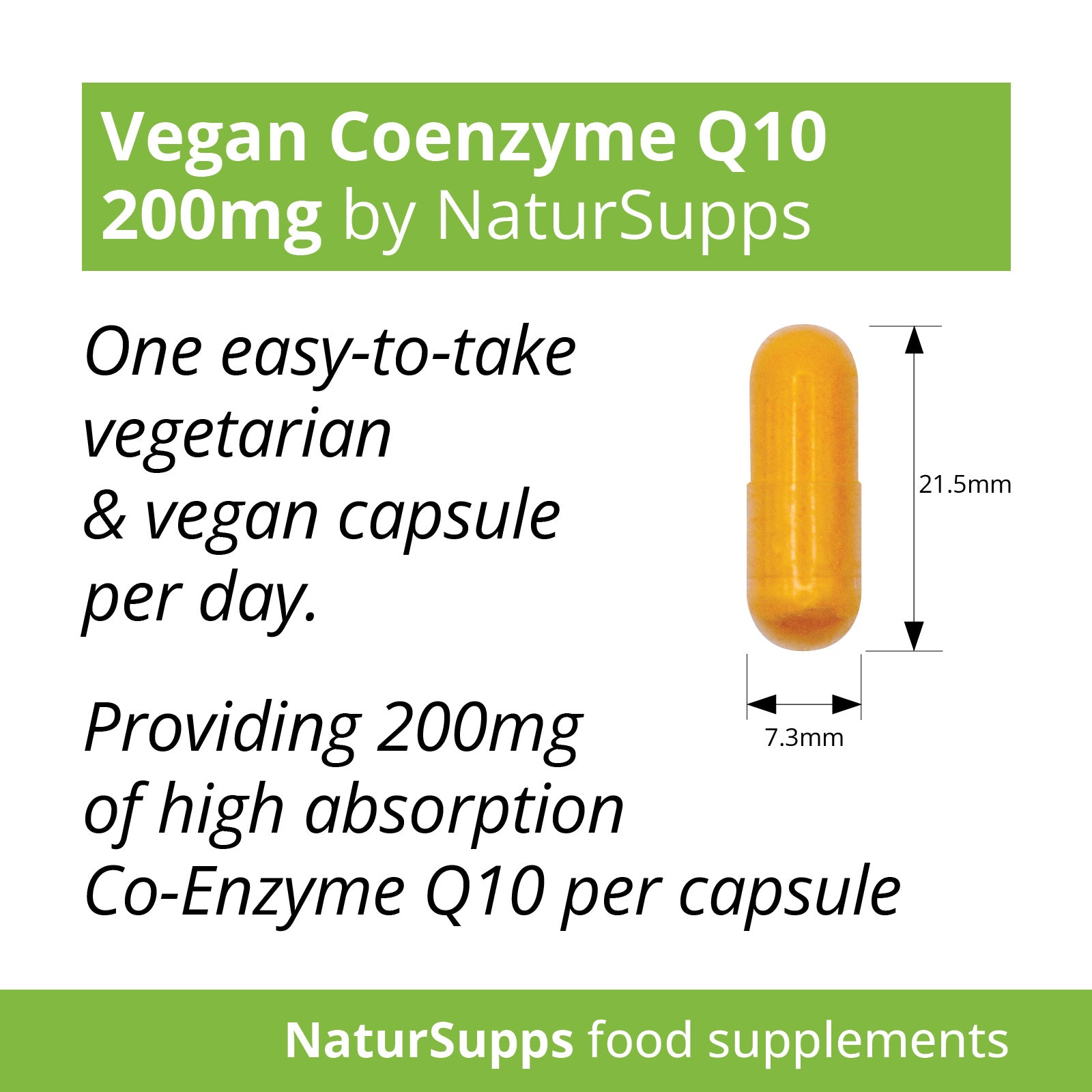 Vegetarian and Vegan Co Enzyme Q10 200mg capsules