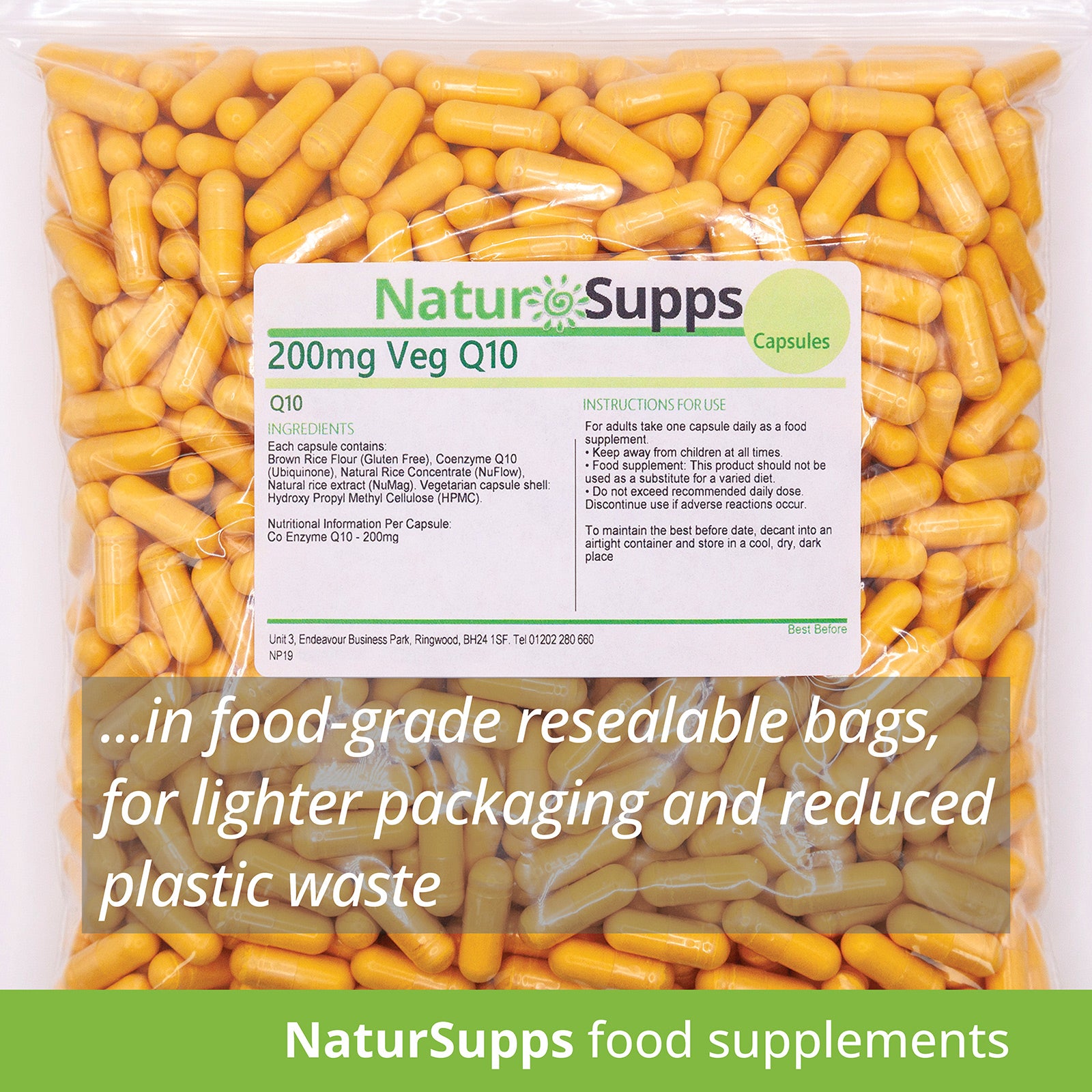 Vegetarian and Vegan Co Enzyme Q10 200mg capsules