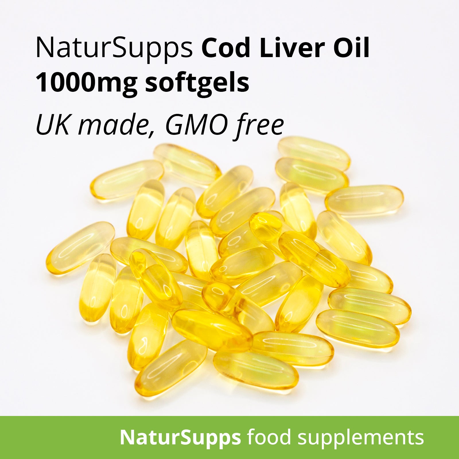 Cod Liver Oil 1000mg Softgel Capsules, High Strength Omega 3 Fatty Acids EPA & DHA with Vitamins A and D