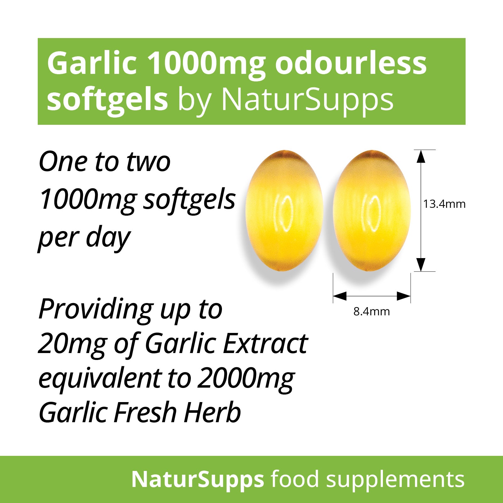 Odourless Garlic Capsules 1000mg High Absorbtion Odourless Garlic Oil in Softgels