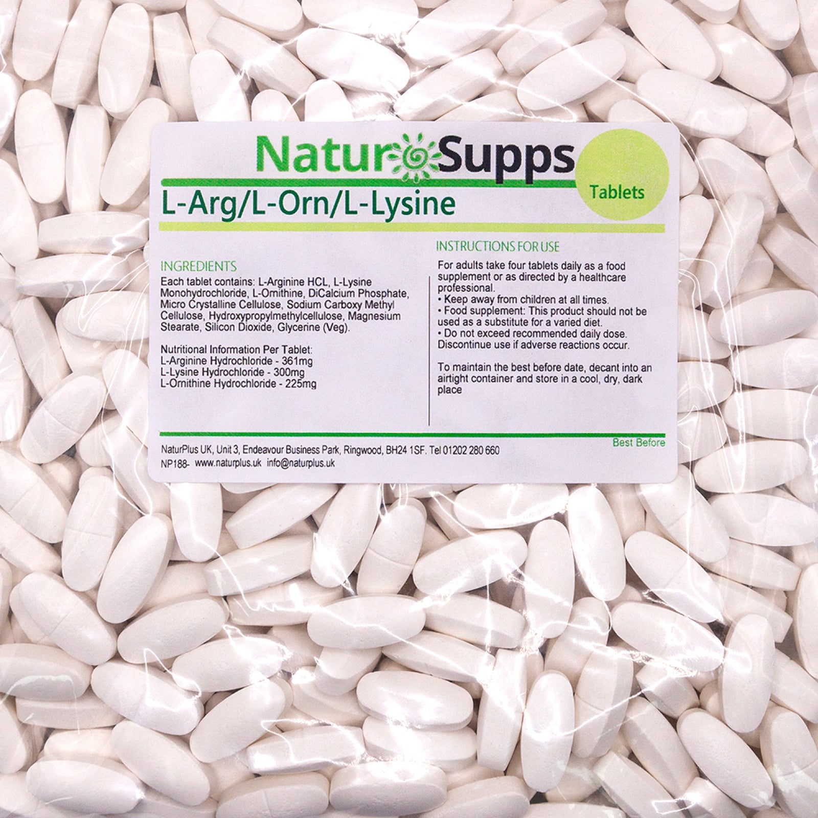 L-Arginine, L-Lysine, L-Ornithine 800mg tablets
