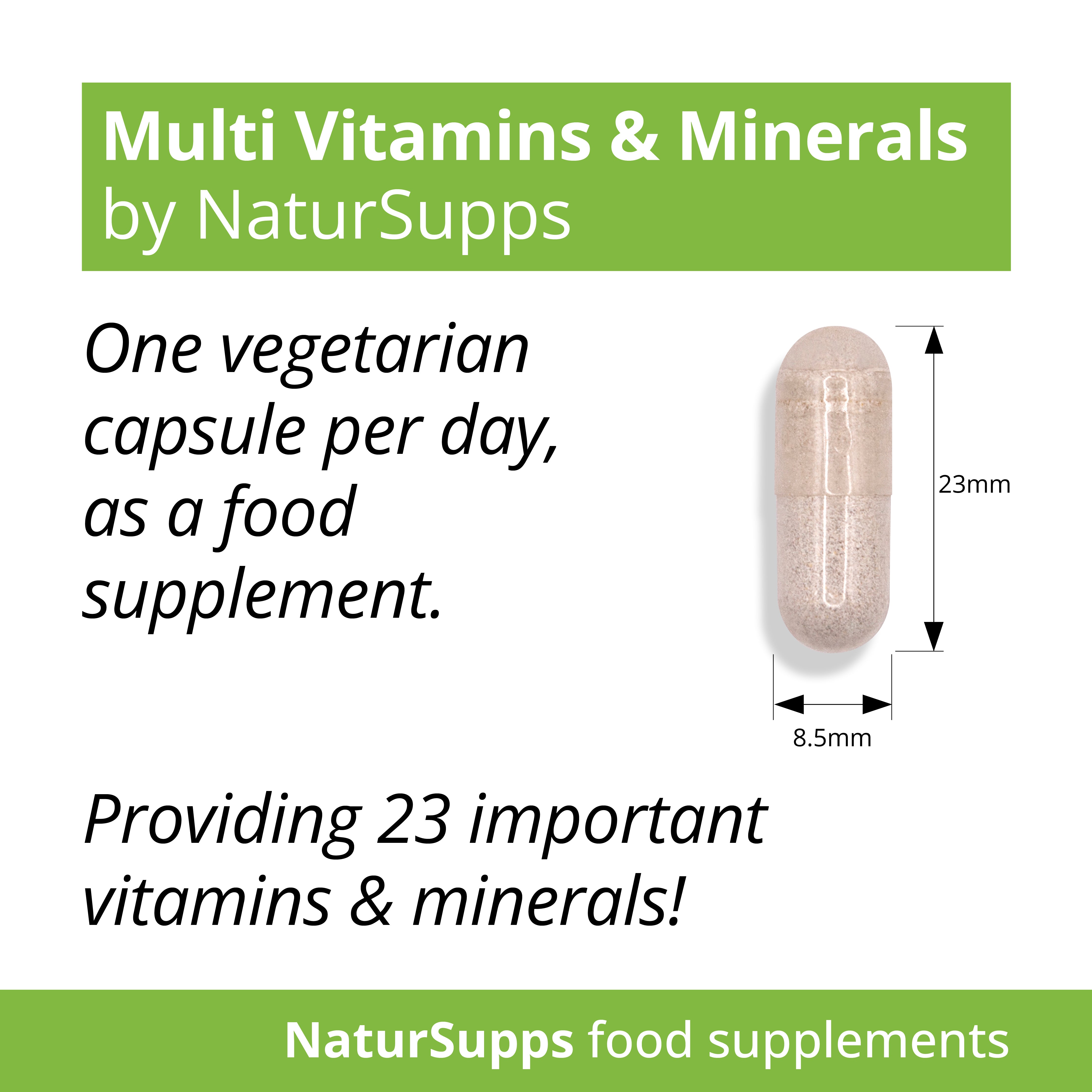 NaturSupps A-Z Multivitamins & Minerals 23 Nutrients One a Day Capsules