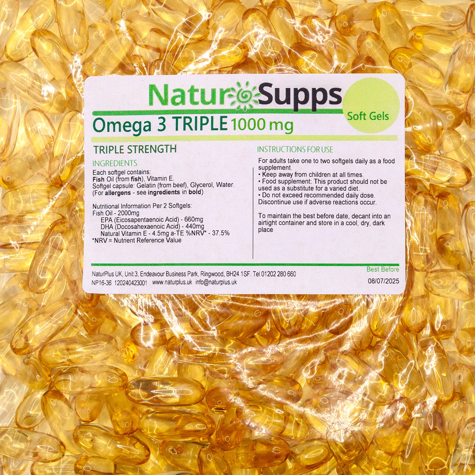 Omega 3 Fish Oil, Triple Strength Omega 3 Fatty Acids 1000mg Capsules, High DHA & EPA