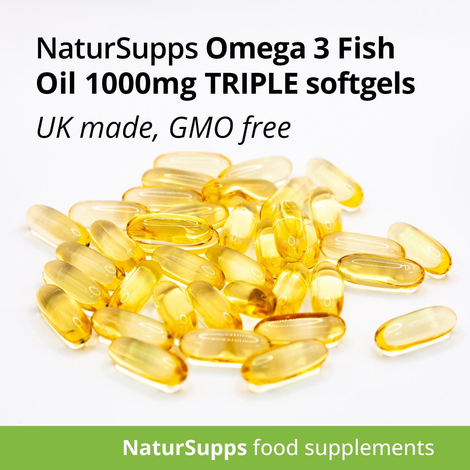 Omega 3 Fish Oil, Triple Strength Omega 3 Fatty Acids 1000mg Capsules, High DHA & EPA