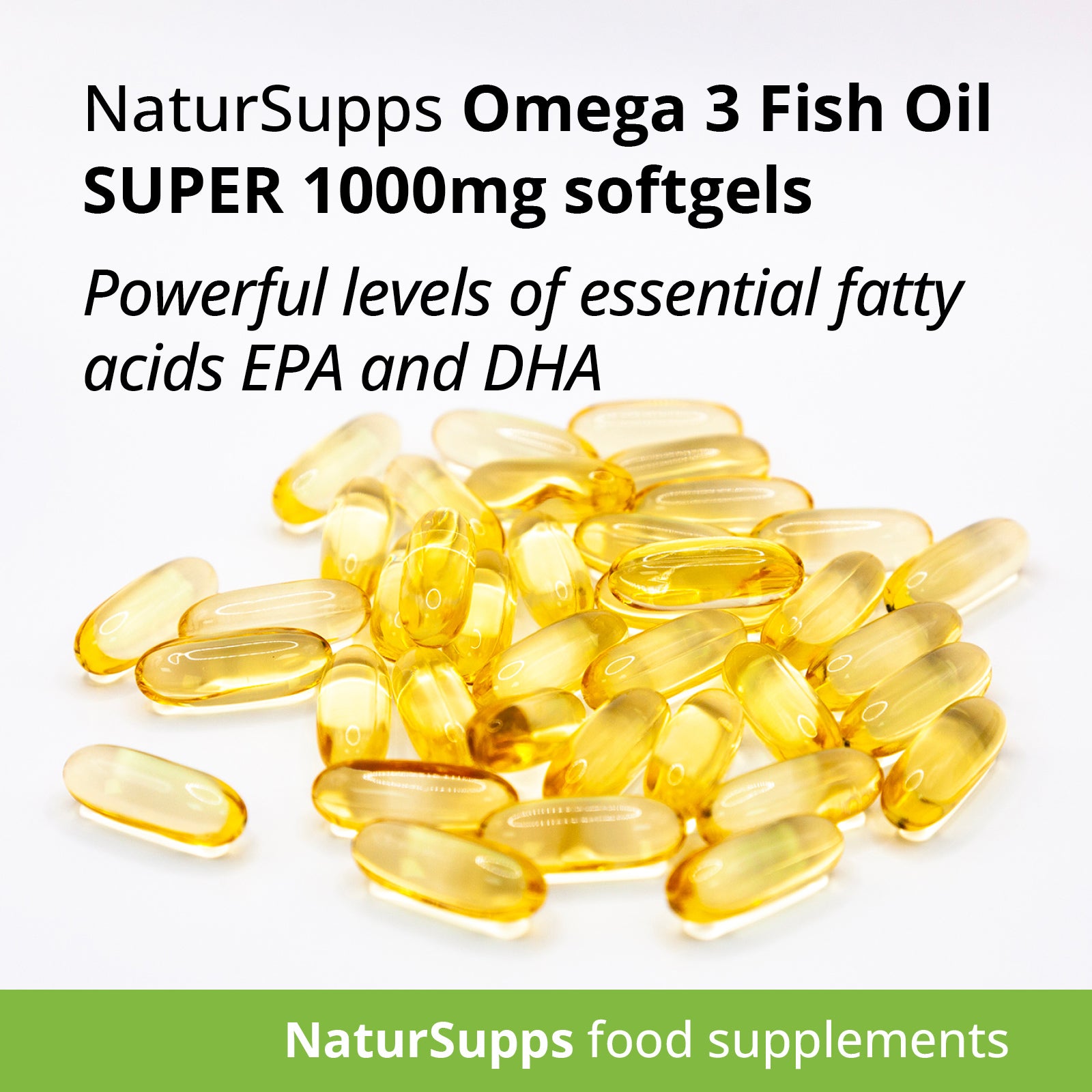 Omega 3 Super Strength Fish Oil Softgels 1000mg   -  500mg EPA and 250mg DHA