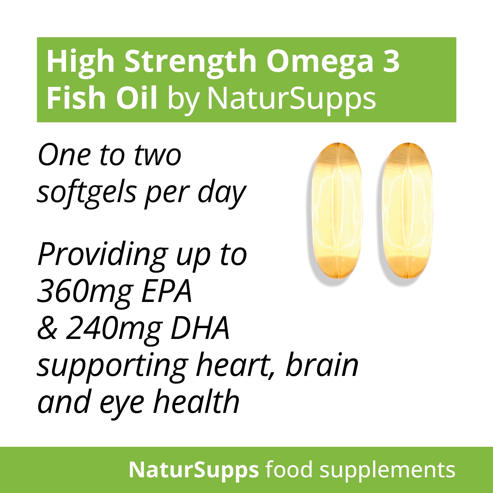 Omega 3 Fish Oil 1000mg Capsules High Strength Omega 3 Fatty Acids DHA and EPA