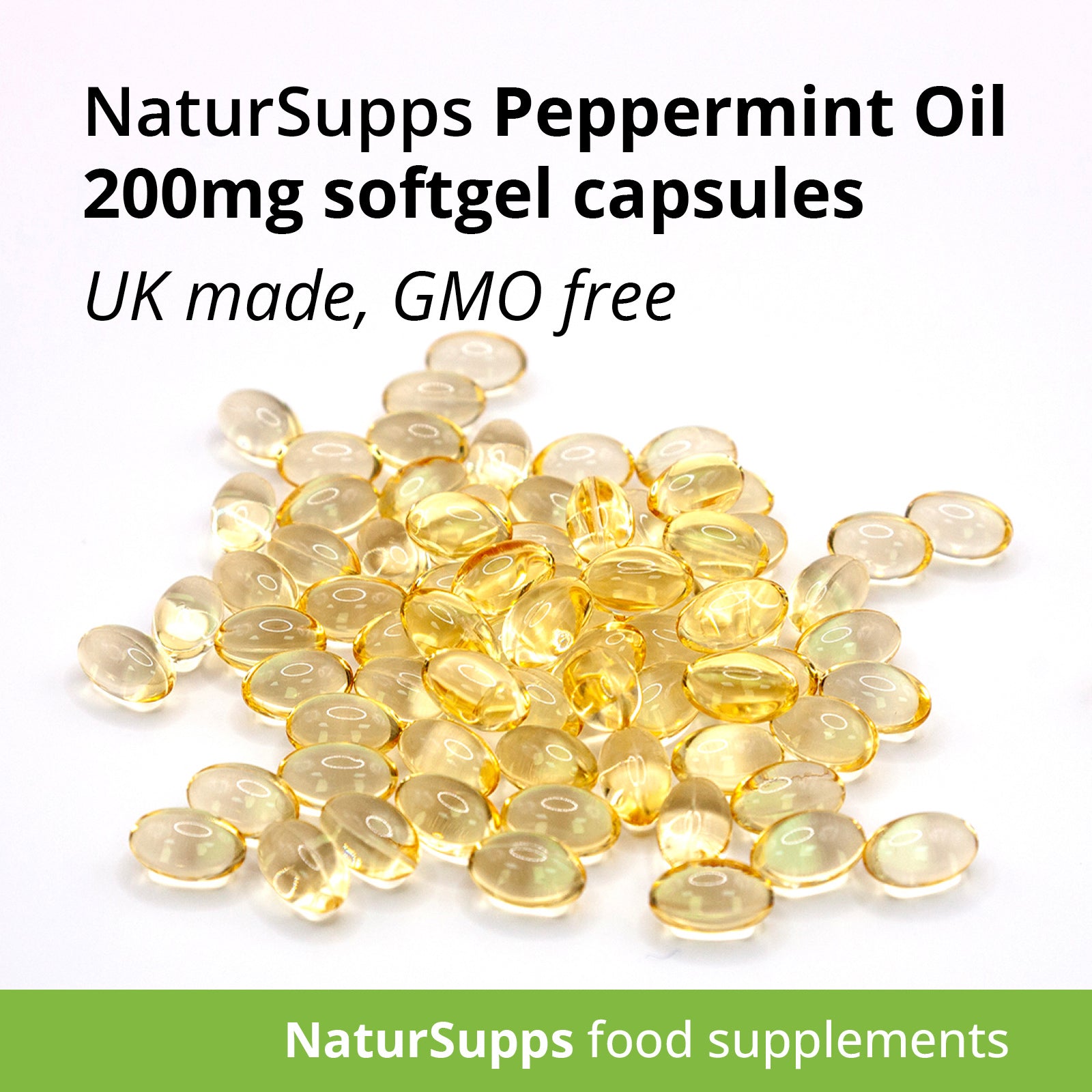 Peppermint Oil Capsules 200mg, Premium Oil of Peppermint Liquid in Softgels