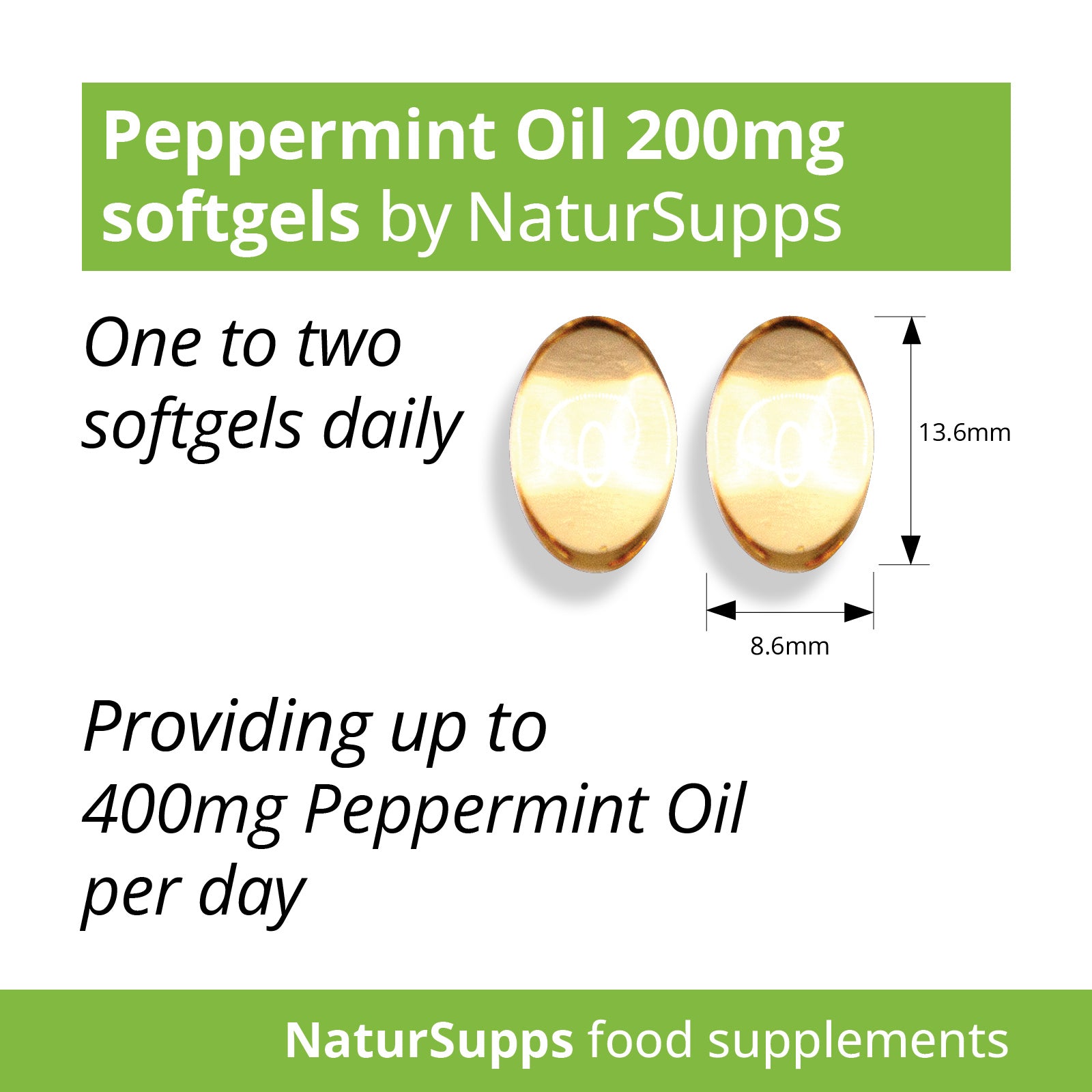 Peppermint Oil Capsules 200mg, Premium Oil of Peppermint Liquid in Softgels