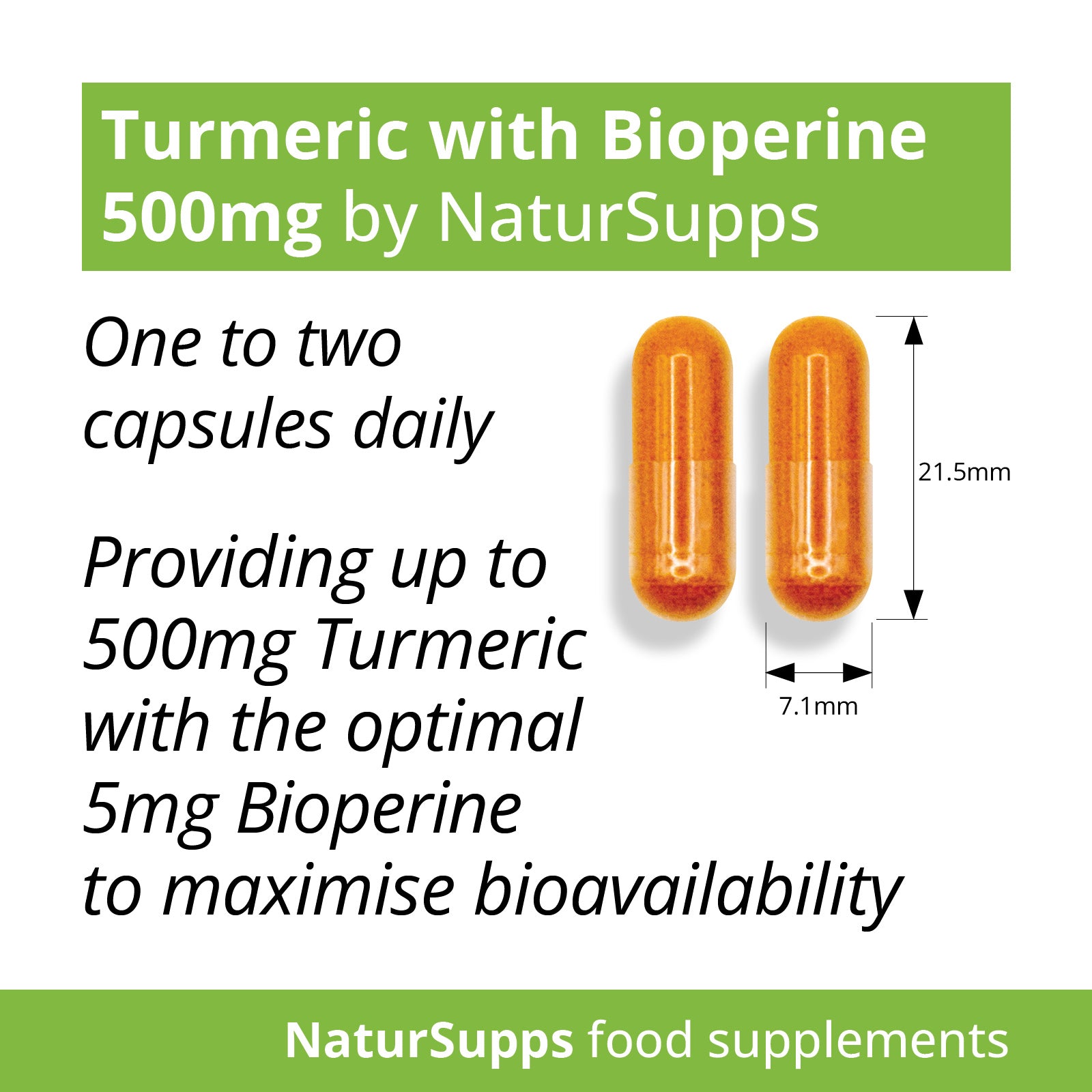 Turmeric Curcumin with BioPerine Black Pepper Extract, Vegetarian & Vegan 500mg Capsules