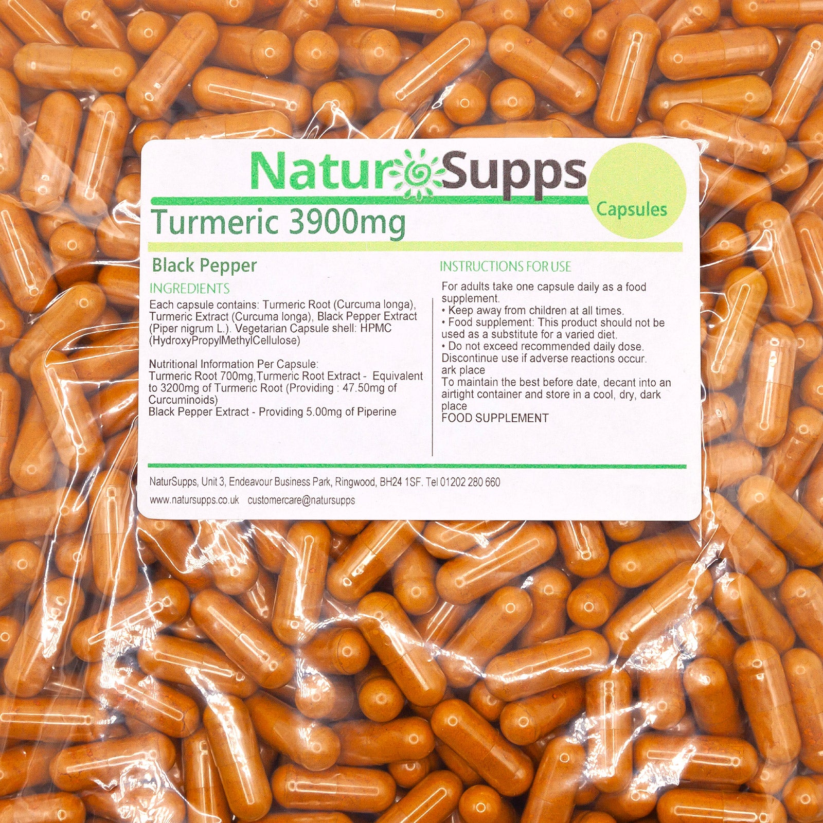 Turmeric 3900mg with Black Pepper Vegetarian & Vegan Capsules