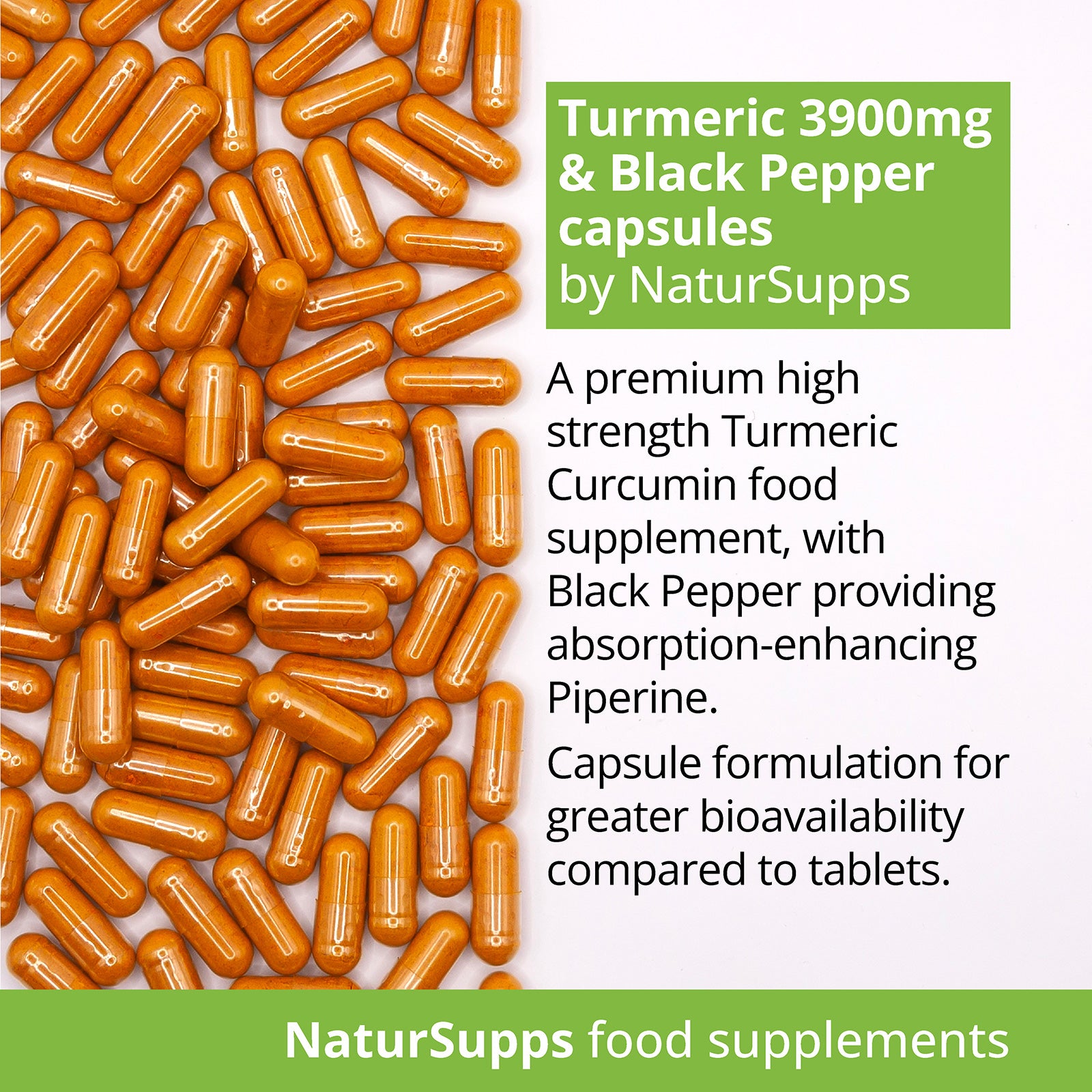 Turmeric 3900mg with Black Pepper Vegetarian & Vegan Capsules