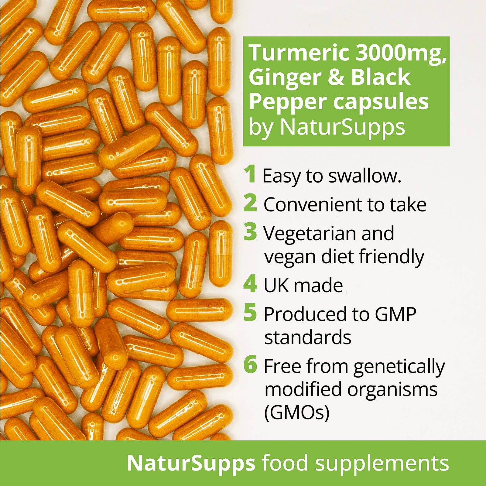 Turmeric Capsules 3000mg + Ginger + Black Pepper - 95% Curcuminoids