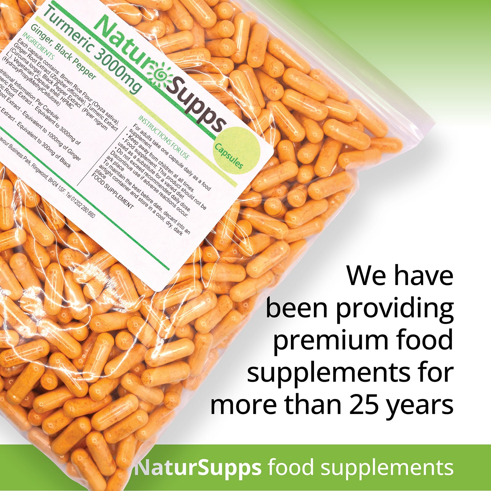 Turmeric Capsules 3000mg + Ginger + Black Pepper - 95% Curcuminoids