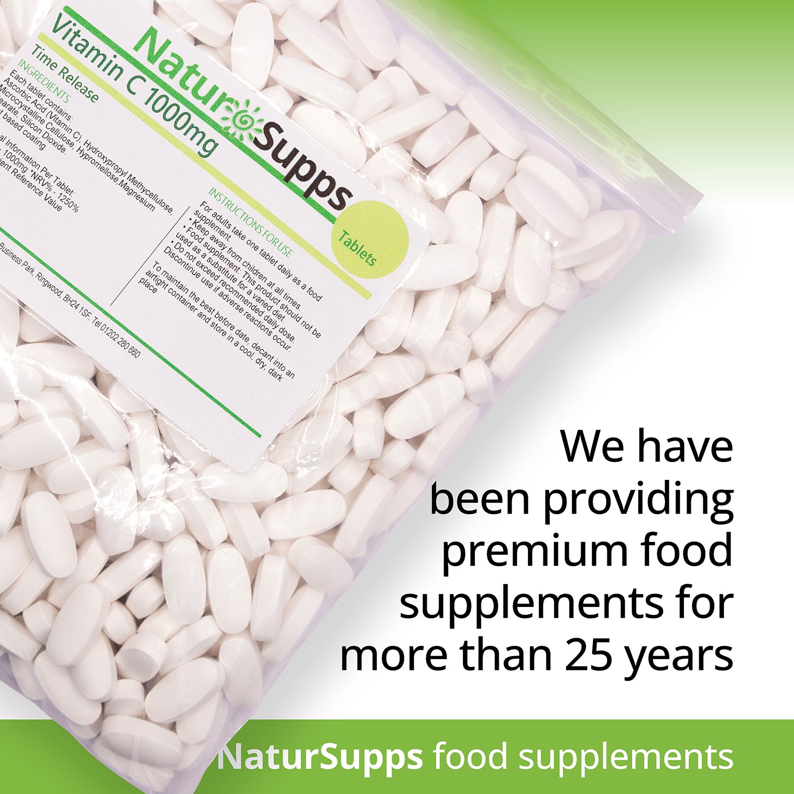 Vitamin C 1000mg Time Release Tablets Vegan Vegetarian