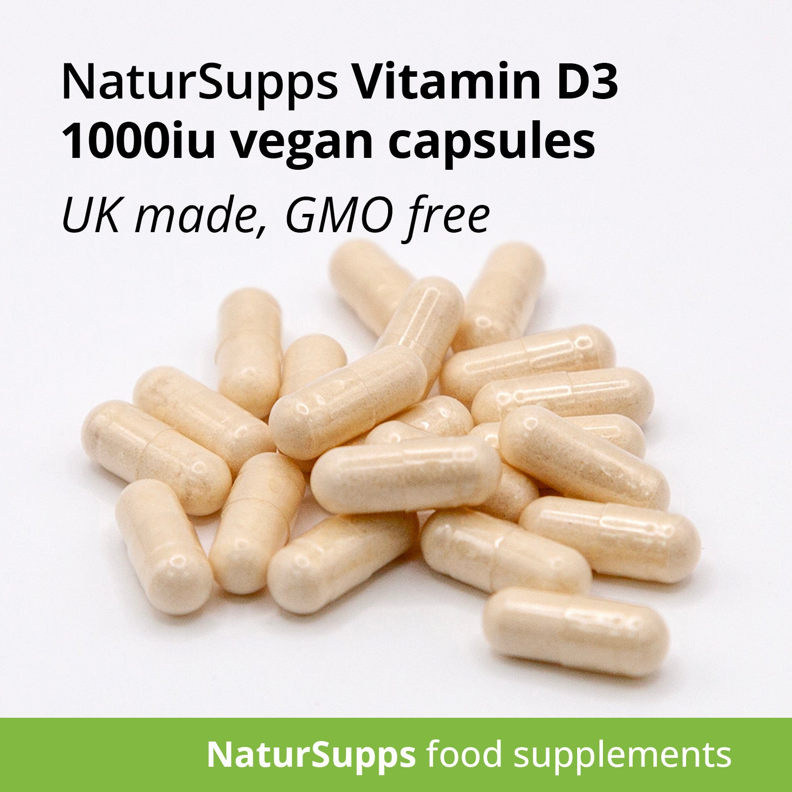 Vitamin D3 1000iu Vegan Capsules - Vitamin D Supplements for Bones, Teeth & Immune System