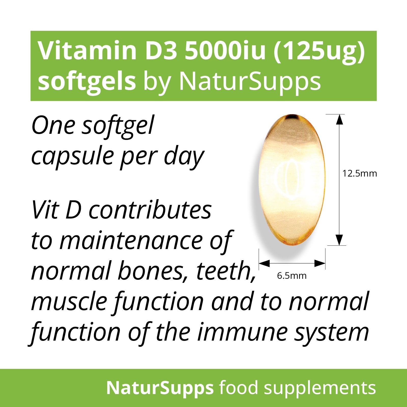 Vitamin D3 5000 iu Capsules, Cholecalciferol Vitamin D Supplements for Bones, Immune System & Muscle Function