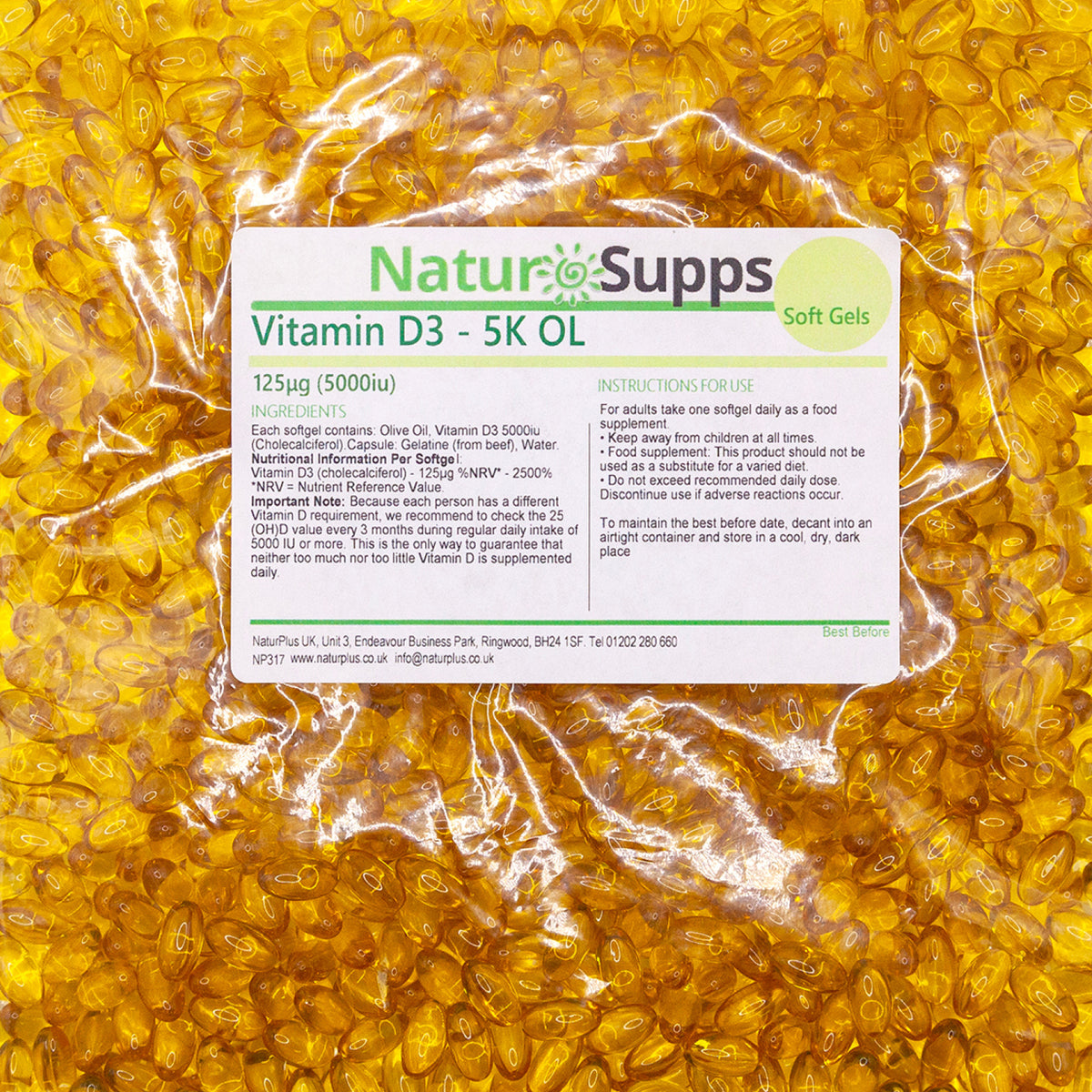 Vitamin D3 5000 iu Capsules with Olive Oil, Vitamin D Supplements for